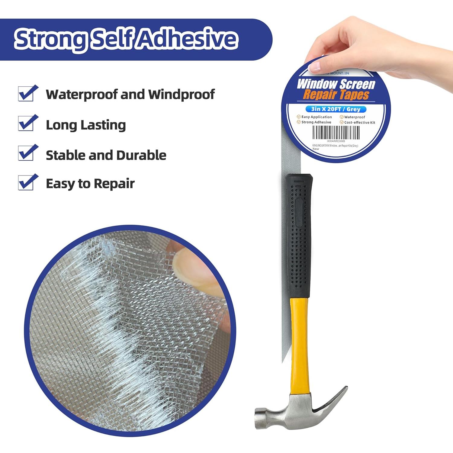Cinta de Reparación de Pantallas KING MOUNTAIN 9,91x6,1m Gris