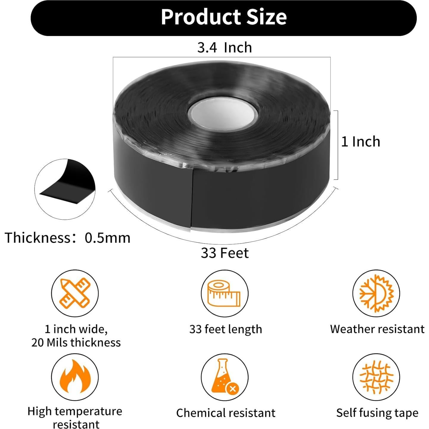Cinta de Silicona Auto-Fusionante Copatocacy 2,54 cm x 10,06 m