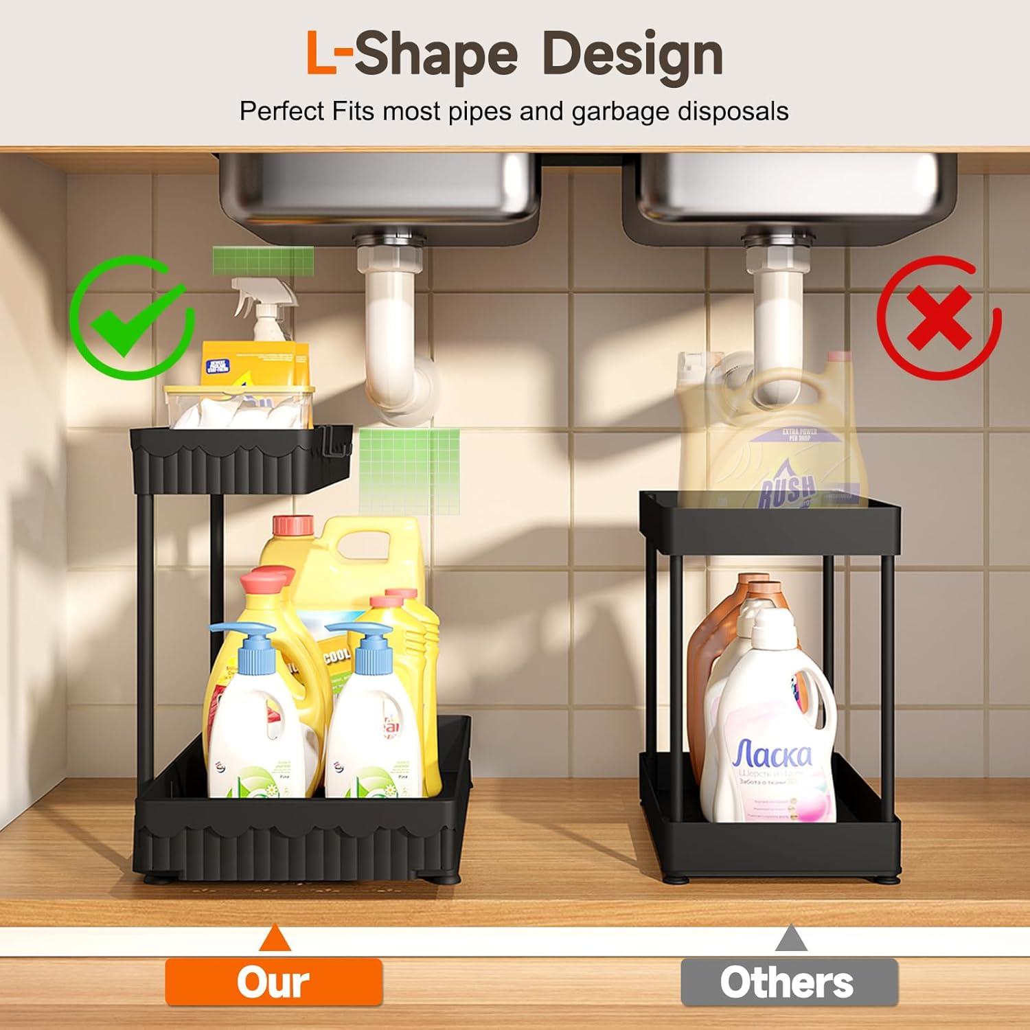 Organizador Bajo Fregadero Sevenblue 3 Piezas Negro