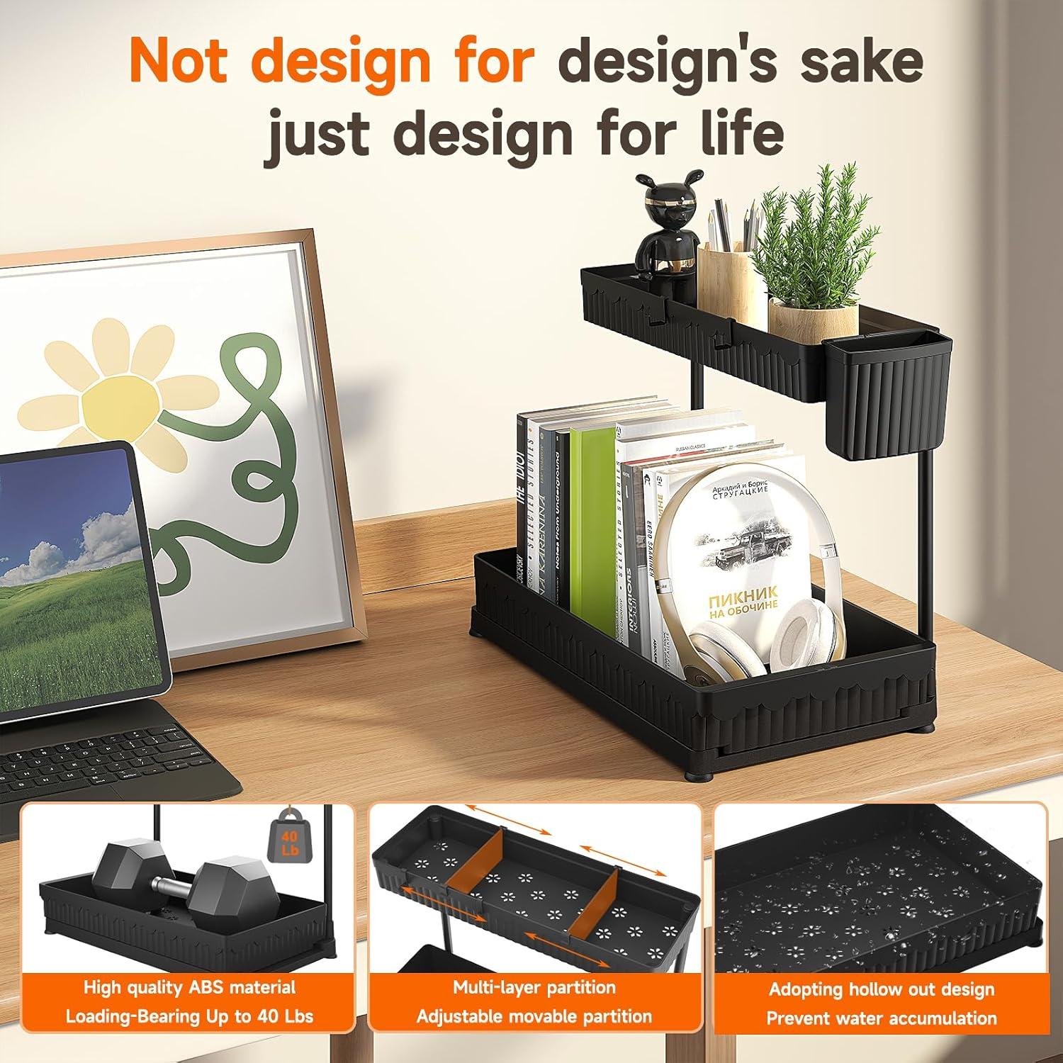 Organizador Bajo Fregadero Sevenblue 3 Piezas Negro