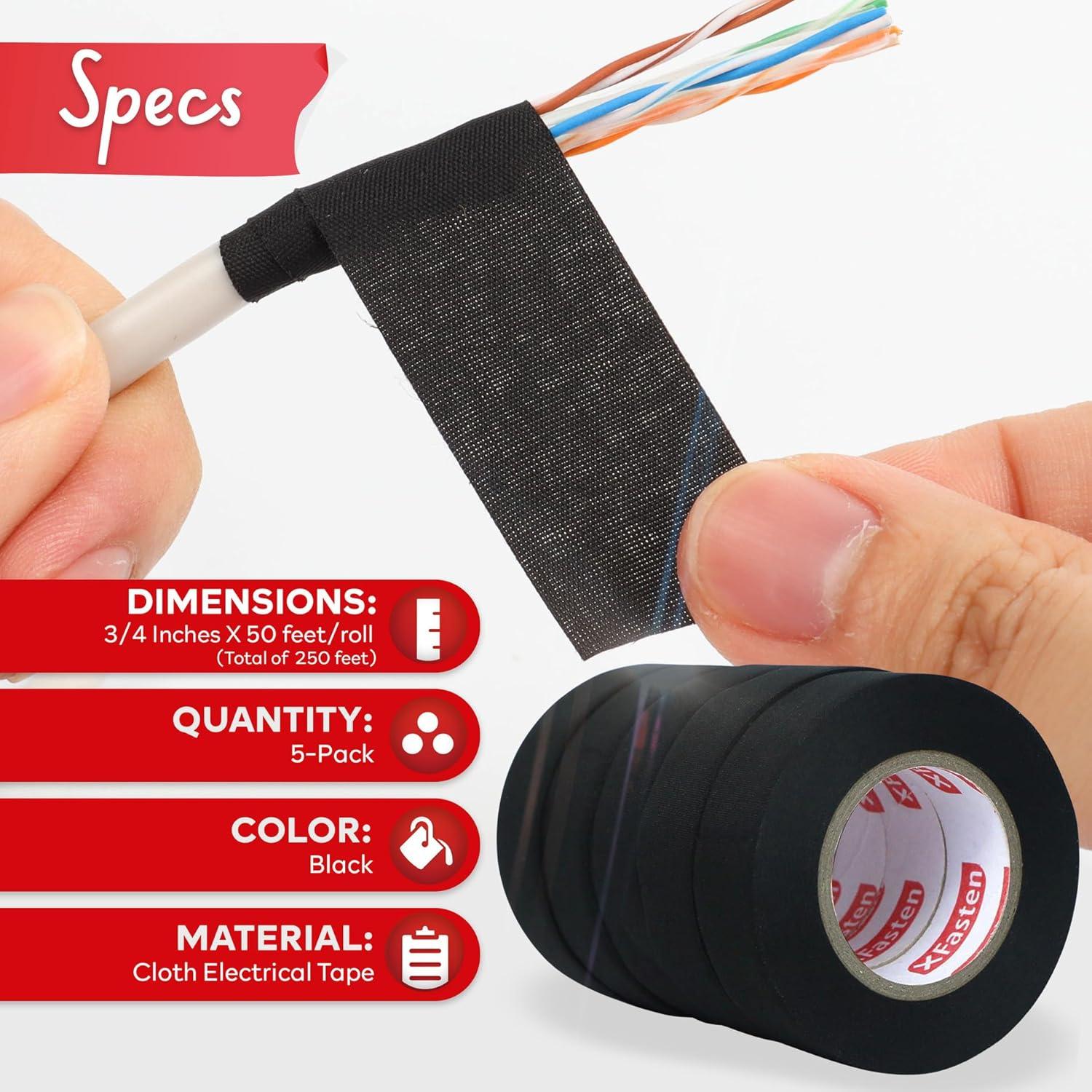 Cinta de Arnés de Alambre XFasten 2 cm x 15 m (5-Pack) Alta Temp