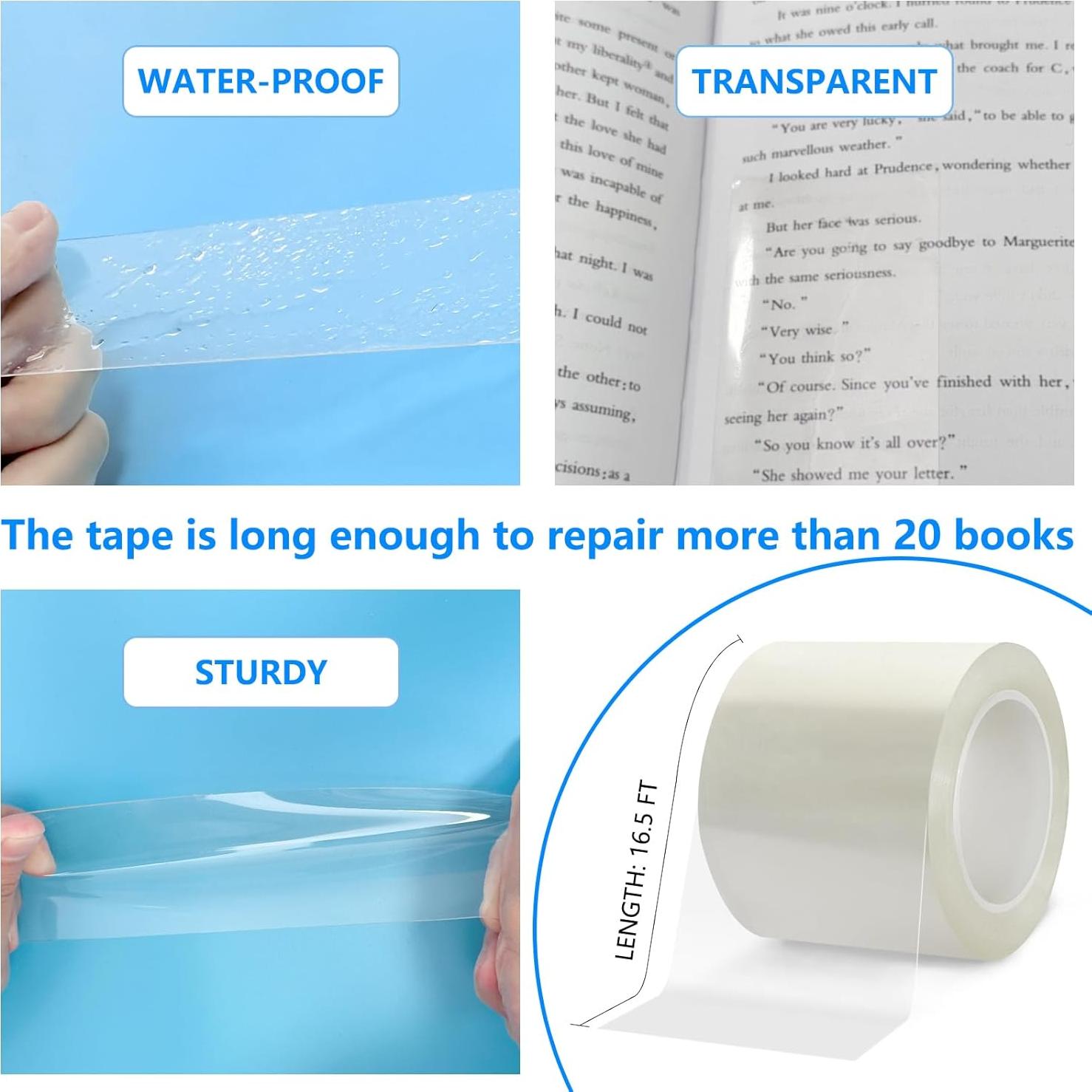 Cinta de Reparación de Libros YINTTIAN 5 cm x 5 m Transparente