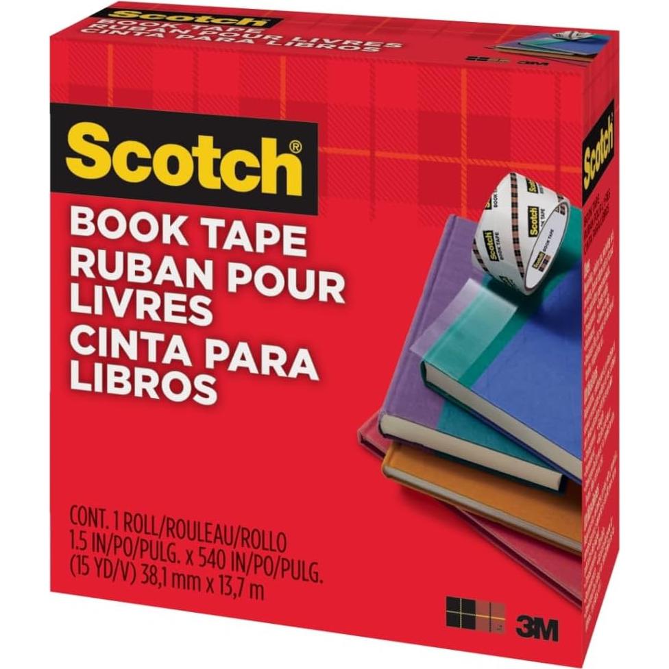 Cinta para libros Scotch 1.27 cm x 13.72 m transparente