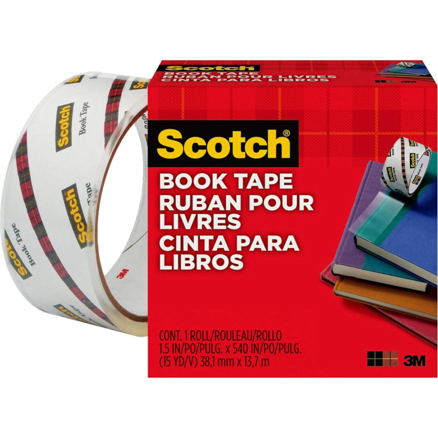 Cinta para libros Scotch 1.27 cm x 13.72 m transparente