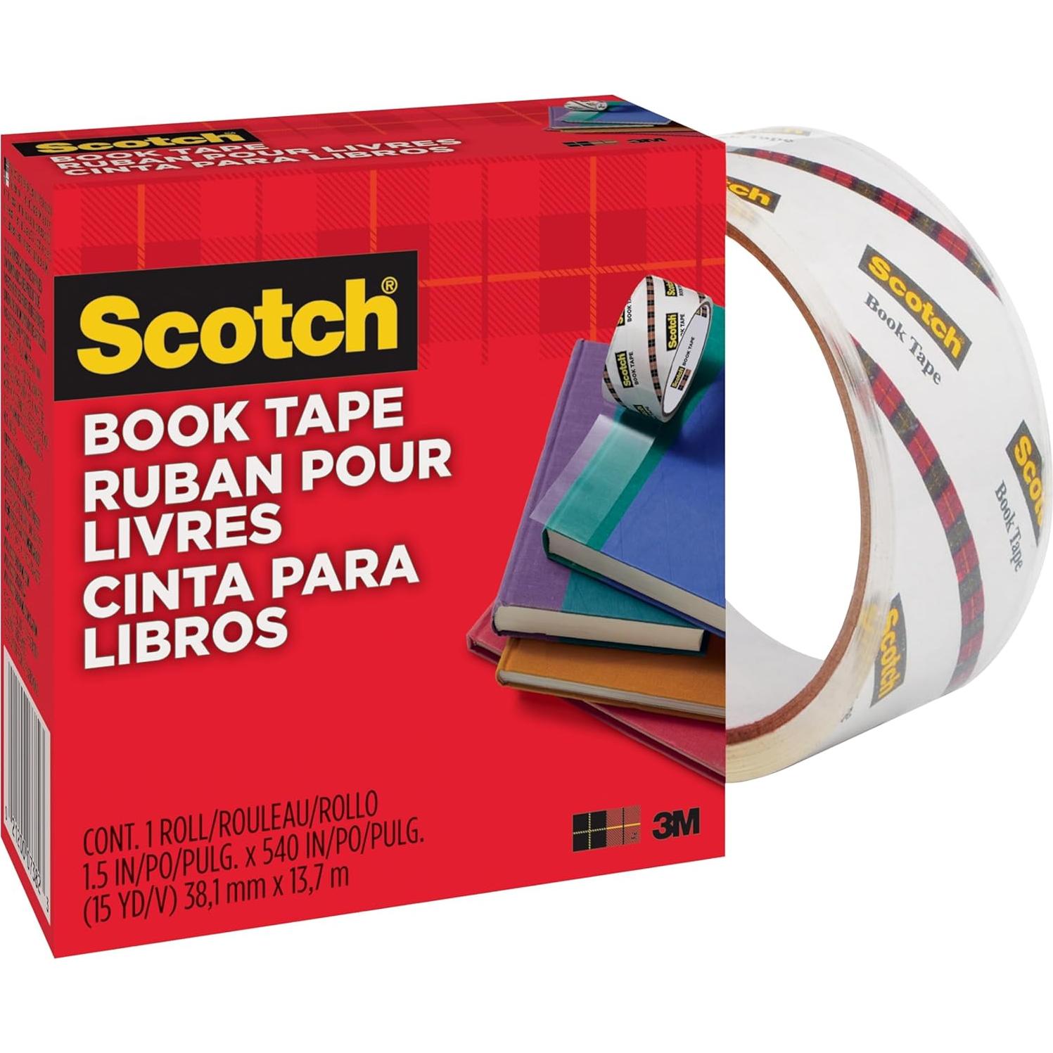 Cinta para libros Scotch 1.27 cm x 13.72 m transparente