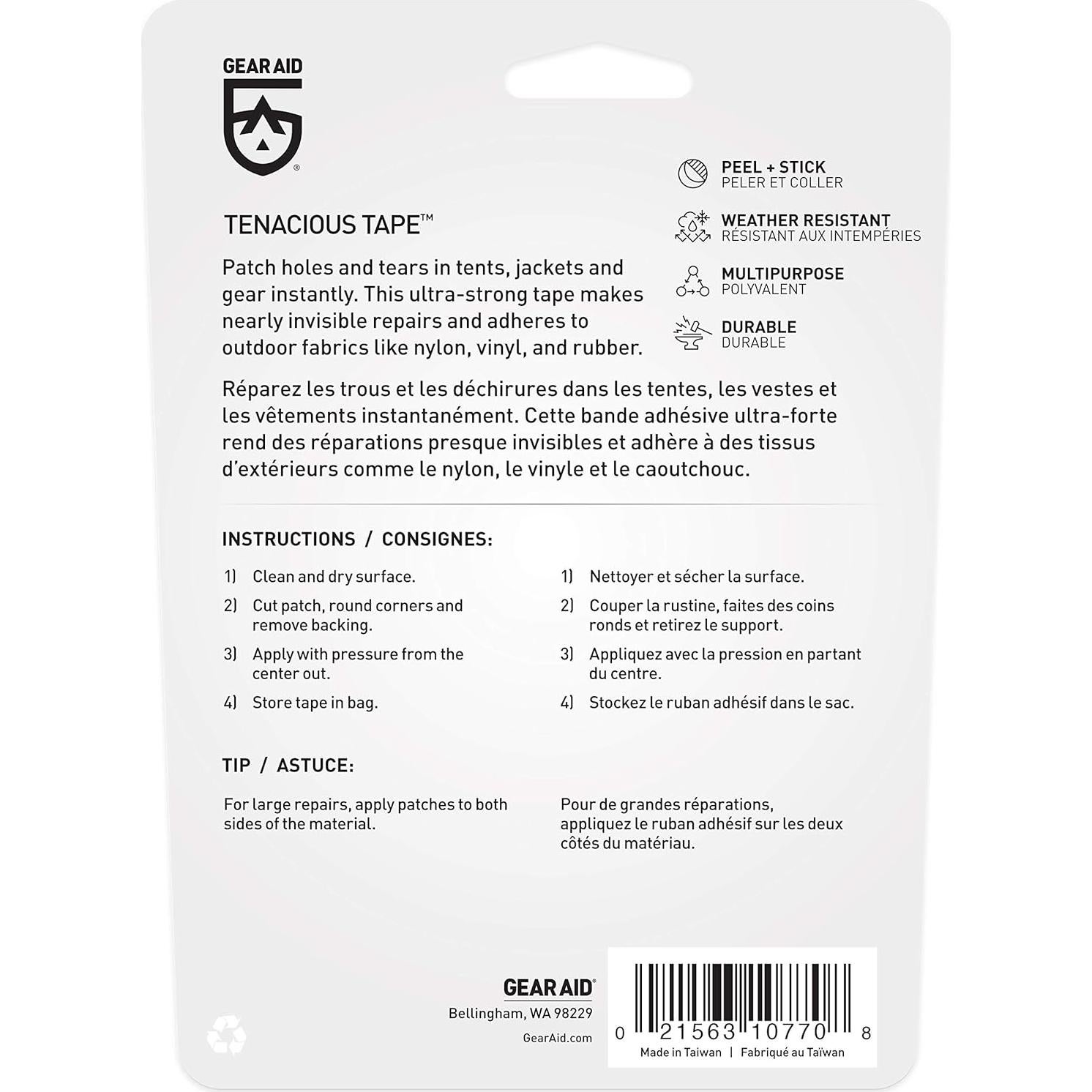 Cinta Tenaz GEAR AID 1.5"x 60" Reparación Impermeable