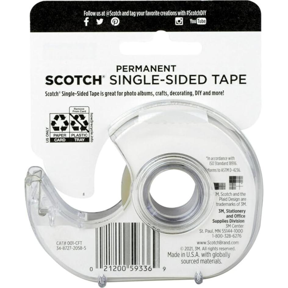 Cinta adhesiva permanente Scotch Create 3/4" x 400" sin ácido