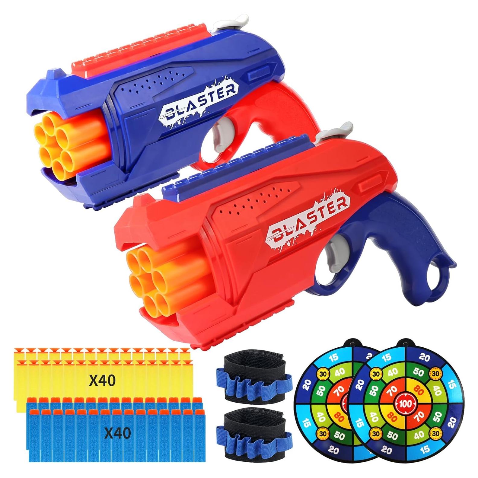 Paquete 2 Pistolas Nerf RLZHLYC + 80 Dardos Espuma