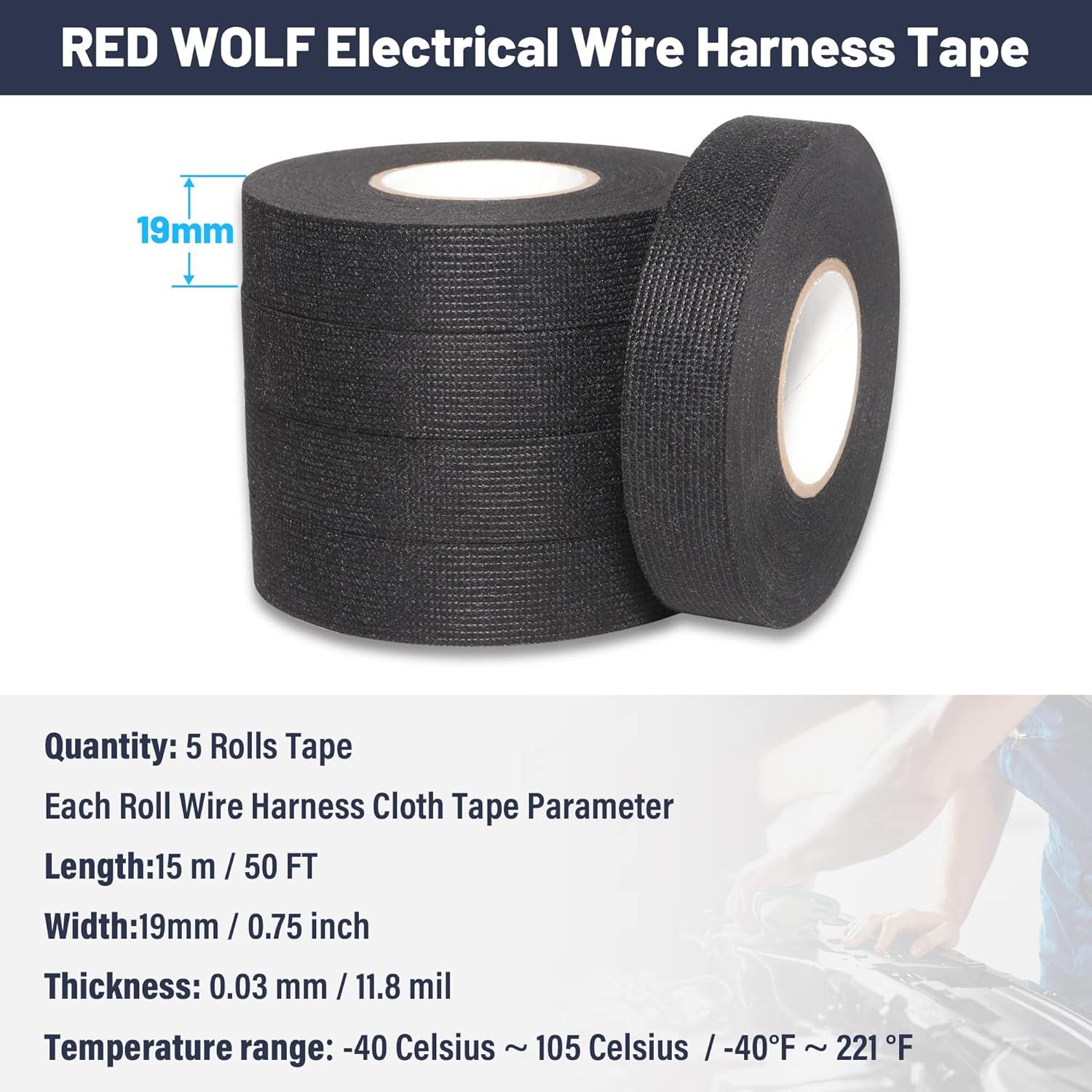 Cinta de tela autoadhesiva RED WOLF 3/4" x 50' - 5 rollos
