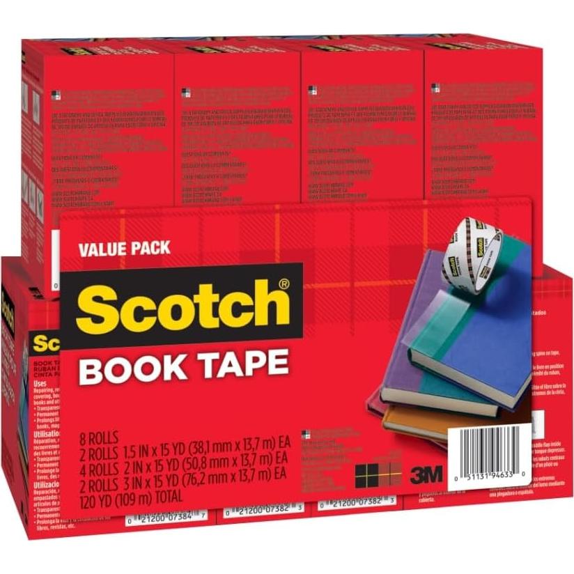 Cinta para Libros Scotch 845-VP, 8 Rollos Transparente