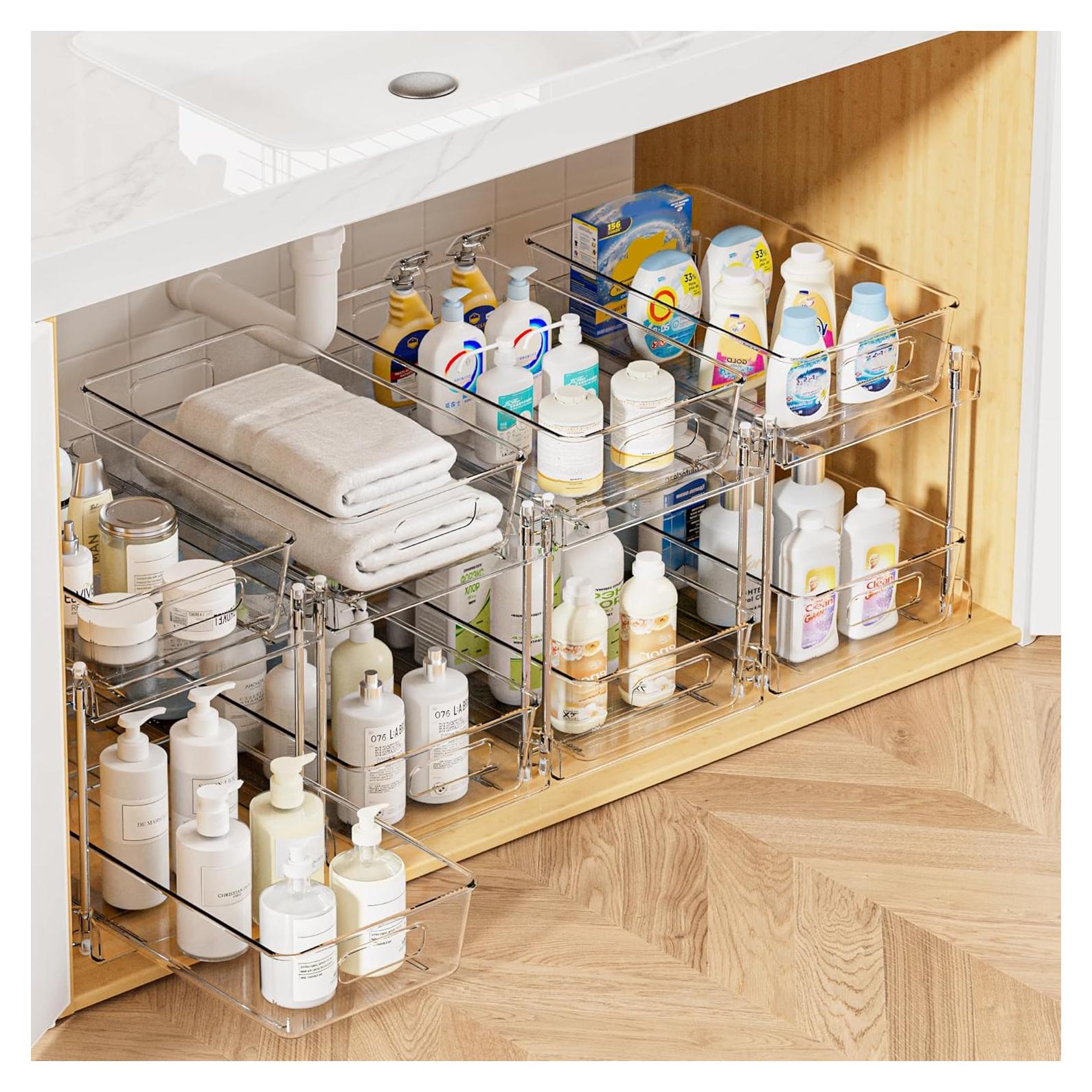 Organizador de Baño Vtopmart 4 Paquetes 2 Niveles Transparente