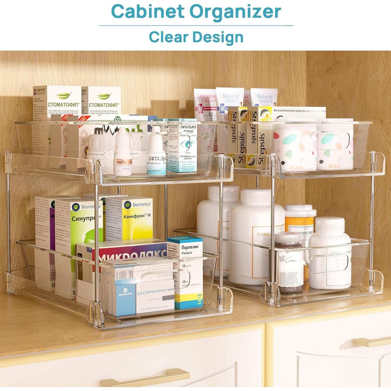 Organizador de Baño Vtopmart 4 Paquetes 2 Niveles Transparente