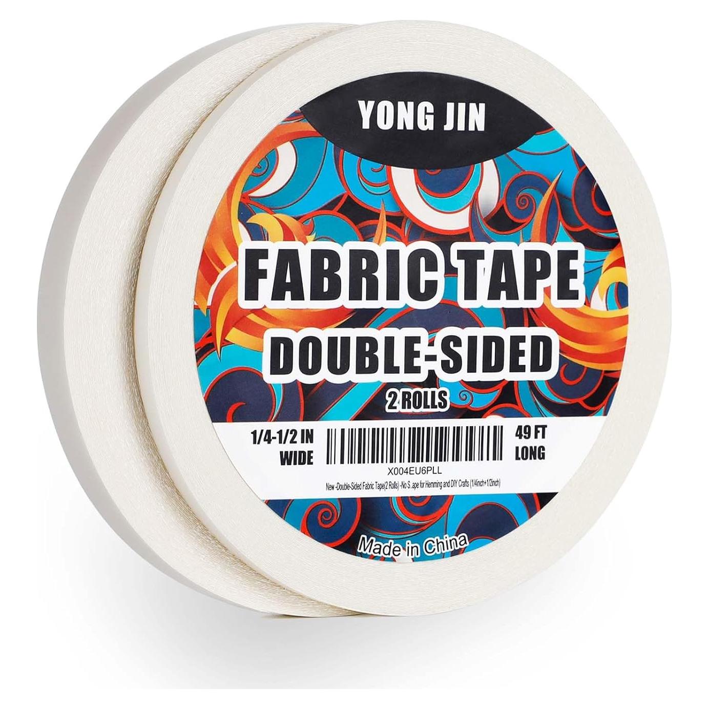 Cinta de Tela Doble Cara YONGJIN 1/4 y 1/2 Pulgada 14,94 m