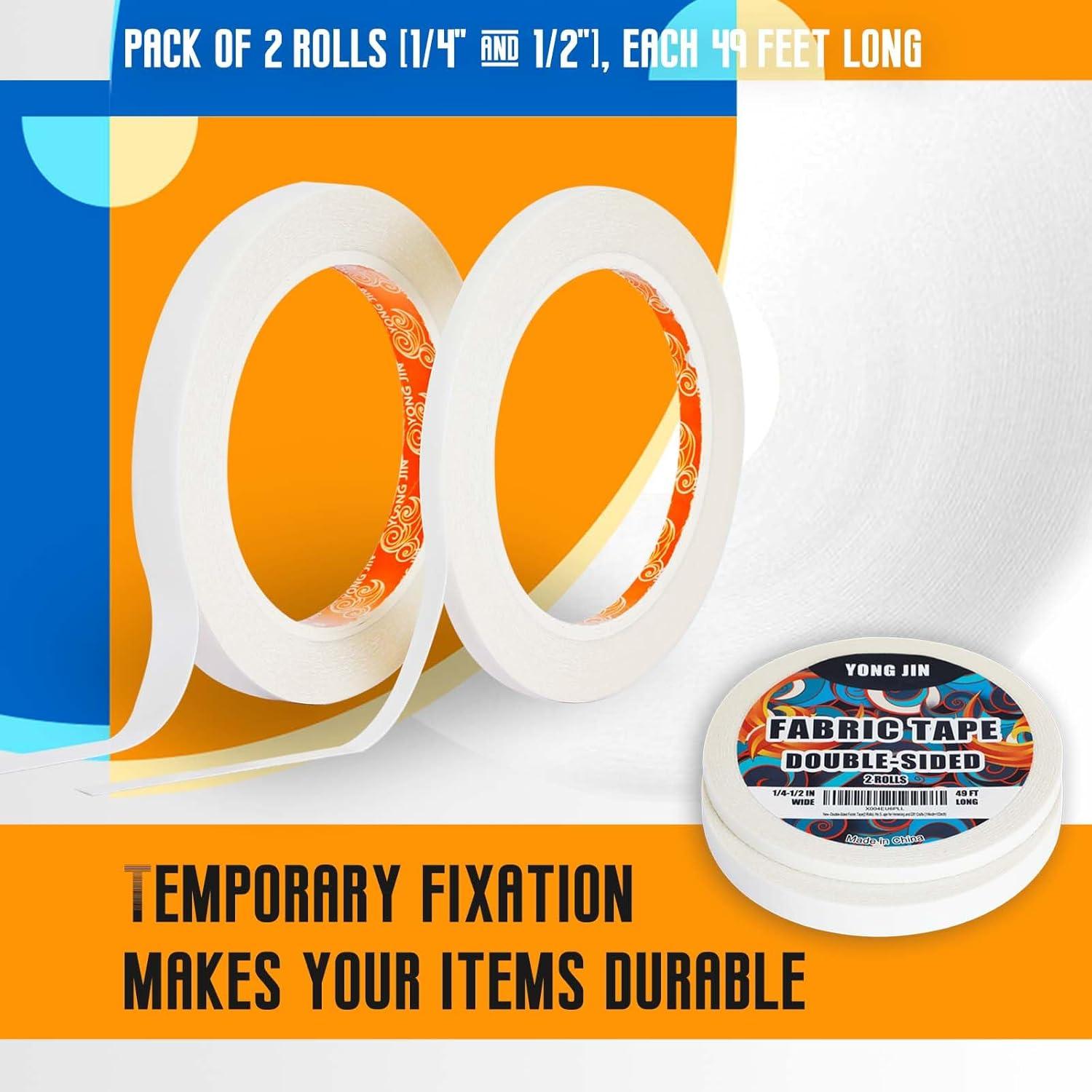 Cinta de Tela Doble Cara YONGJIN 1/4 y 1/2 Pulgada 14,94 m