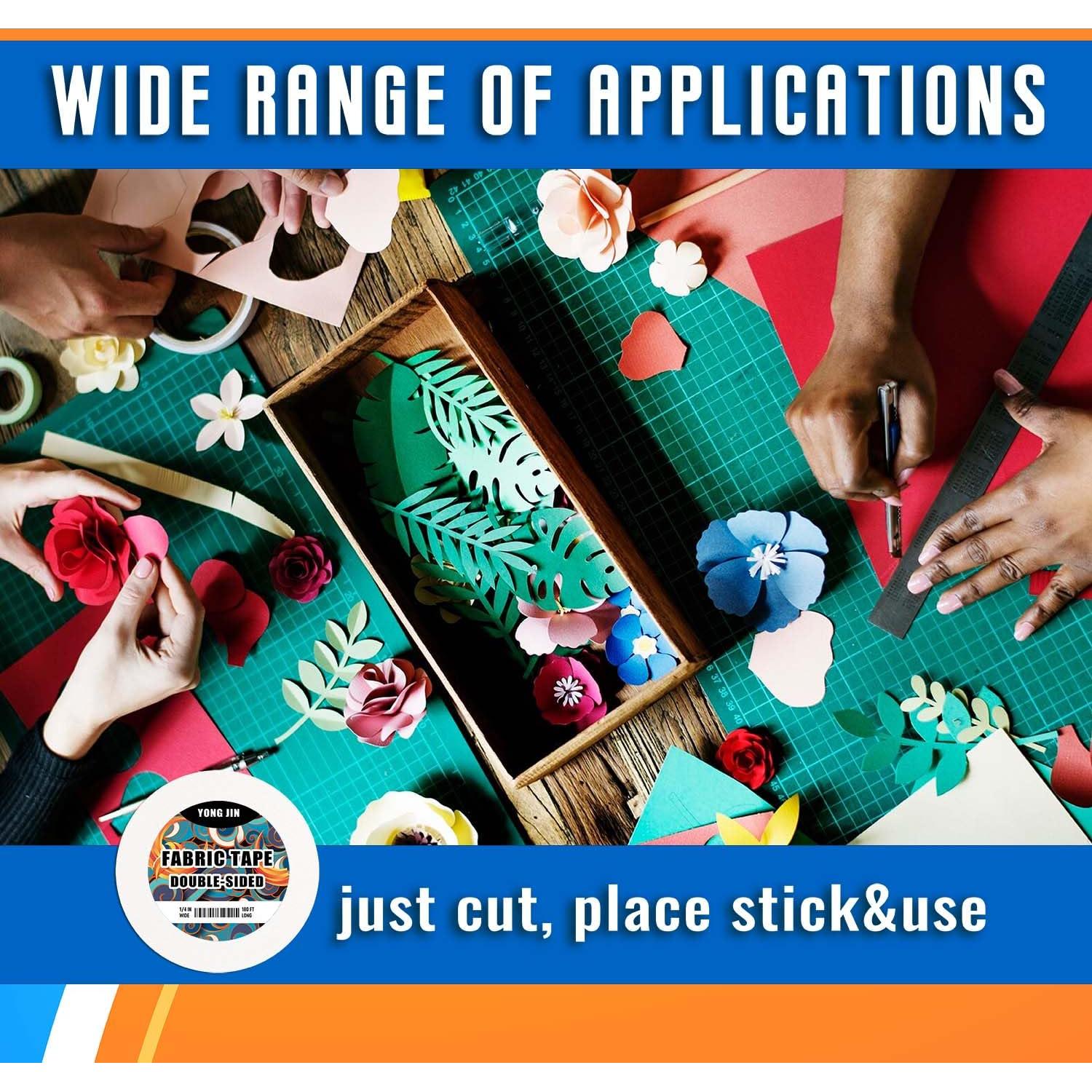 Cinta de Tela Doble Cara YONGJIN 1/4 y 1/2 Pulgada 14,94 m