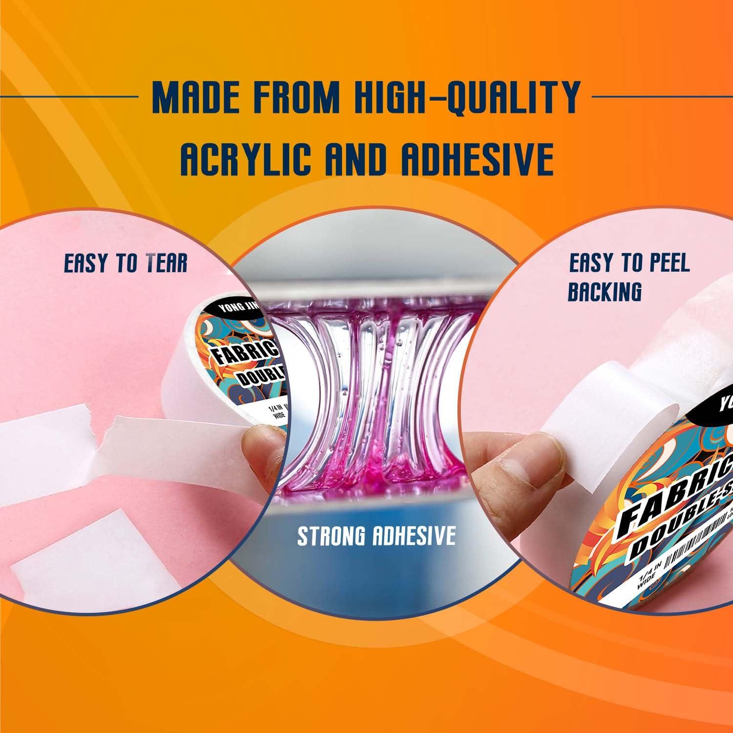 Cinta de Tela Doble Cara YONGJIN 1/4 y 1/2 Pulgada 14,94 m