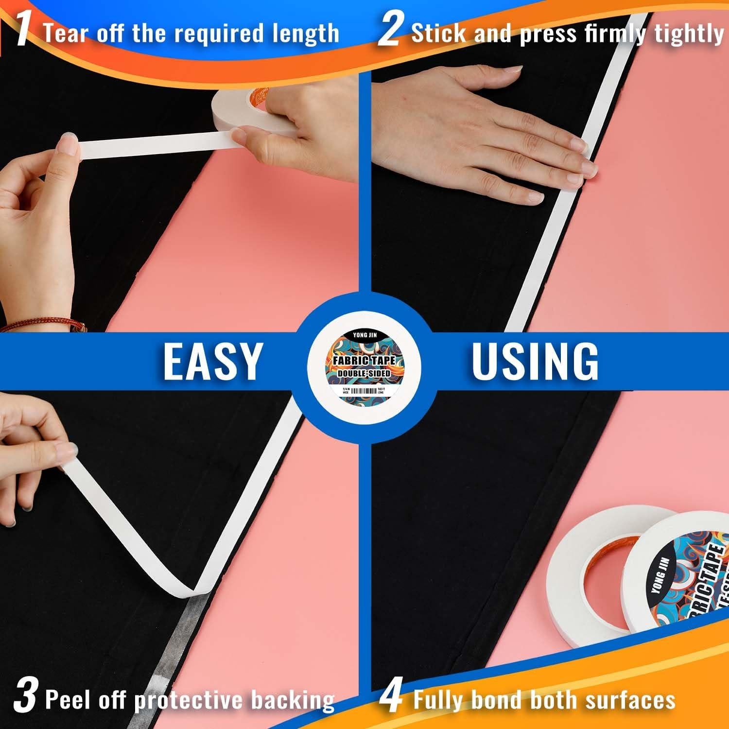 Cinta de Tela Doble Cara YONGJIN 1/4 y 1/2 Pulgada 14,94 m