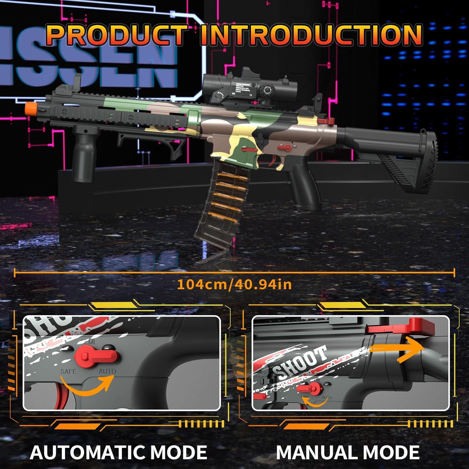 Pistola de Juguete Eléctrica M416 con 80 Dardos de Espuma