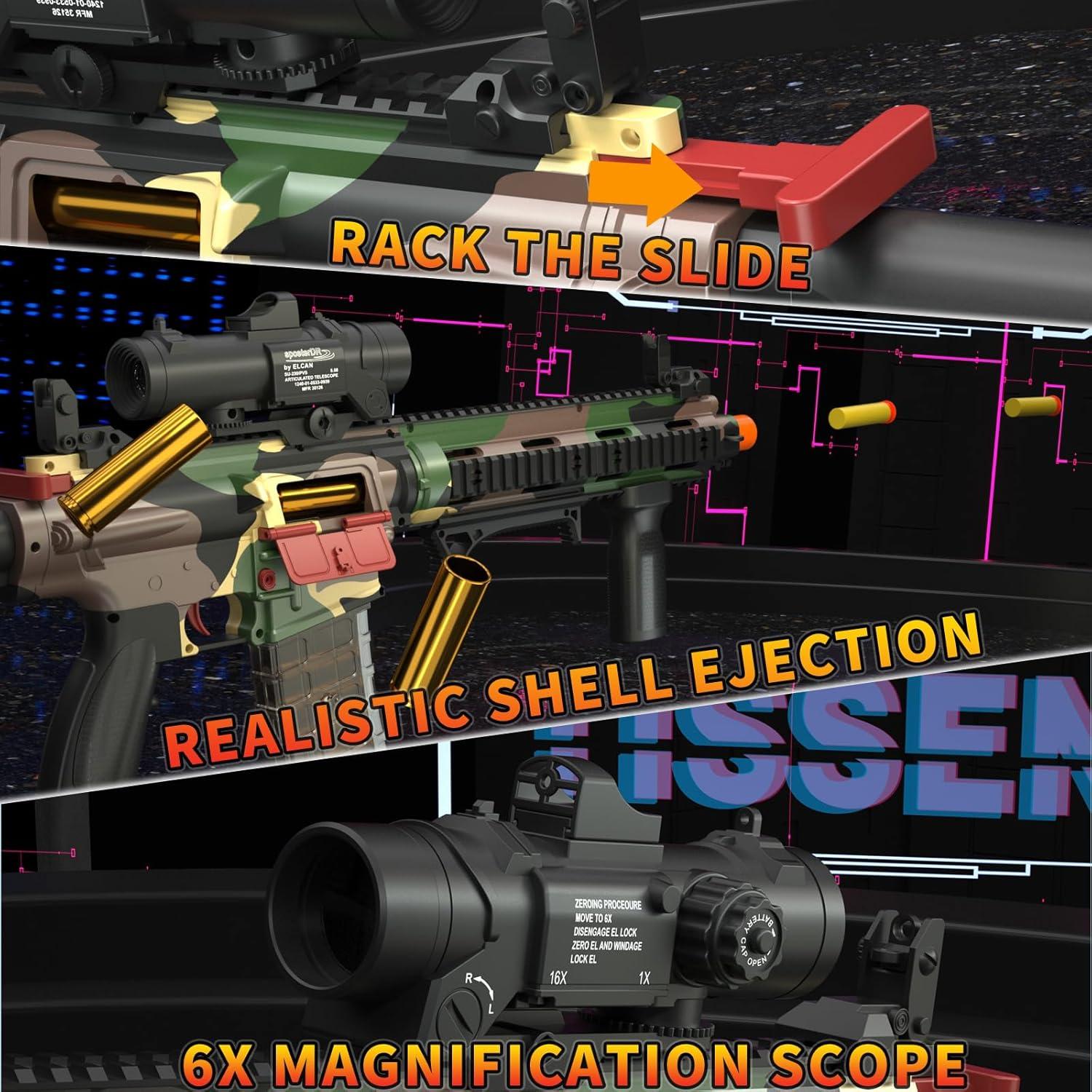 Pistola de Juguete Eléctrica M416 con 80 Dardos de Espuma