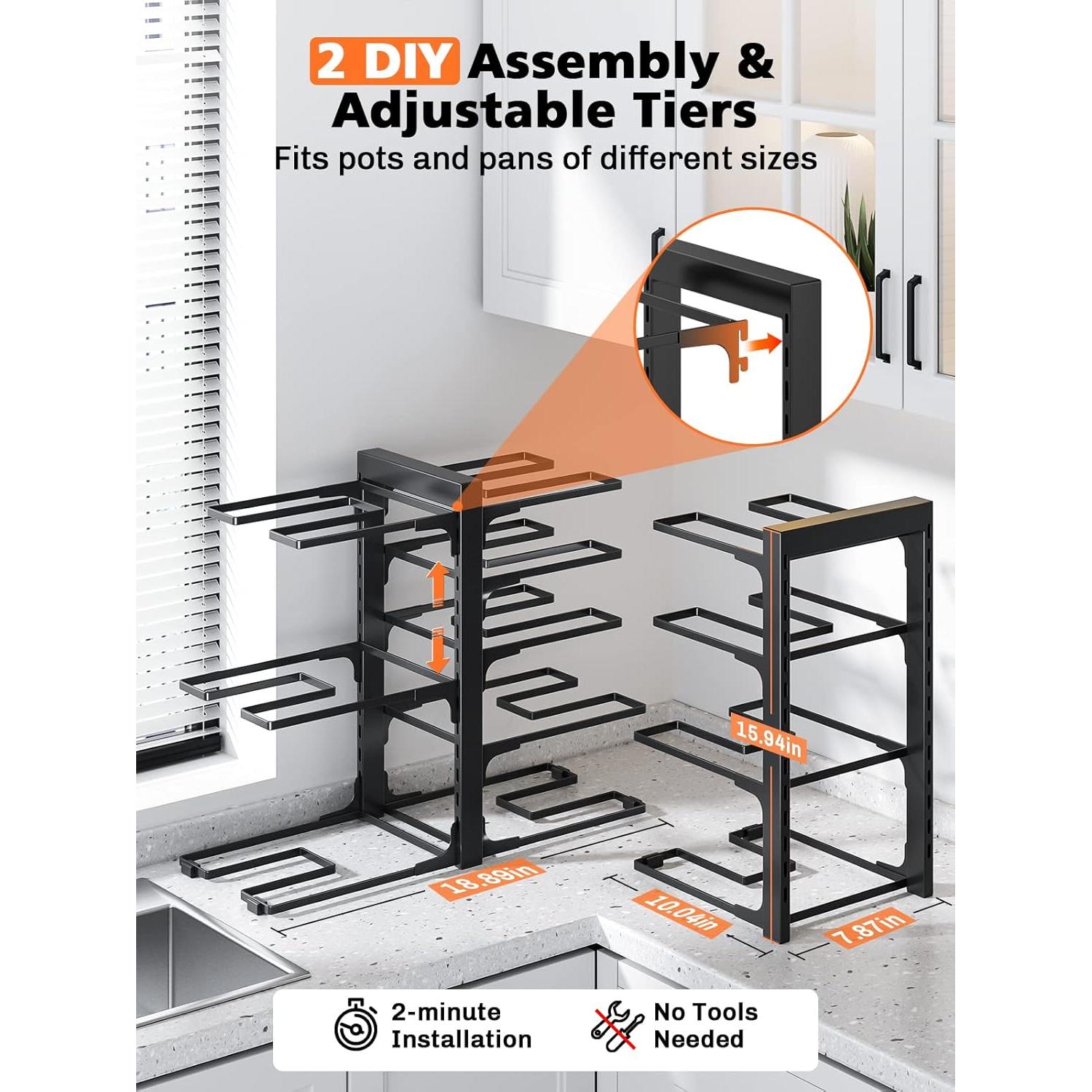 Estante Organizador de Sartenes MUDEELA 8 Niveles Ajustable