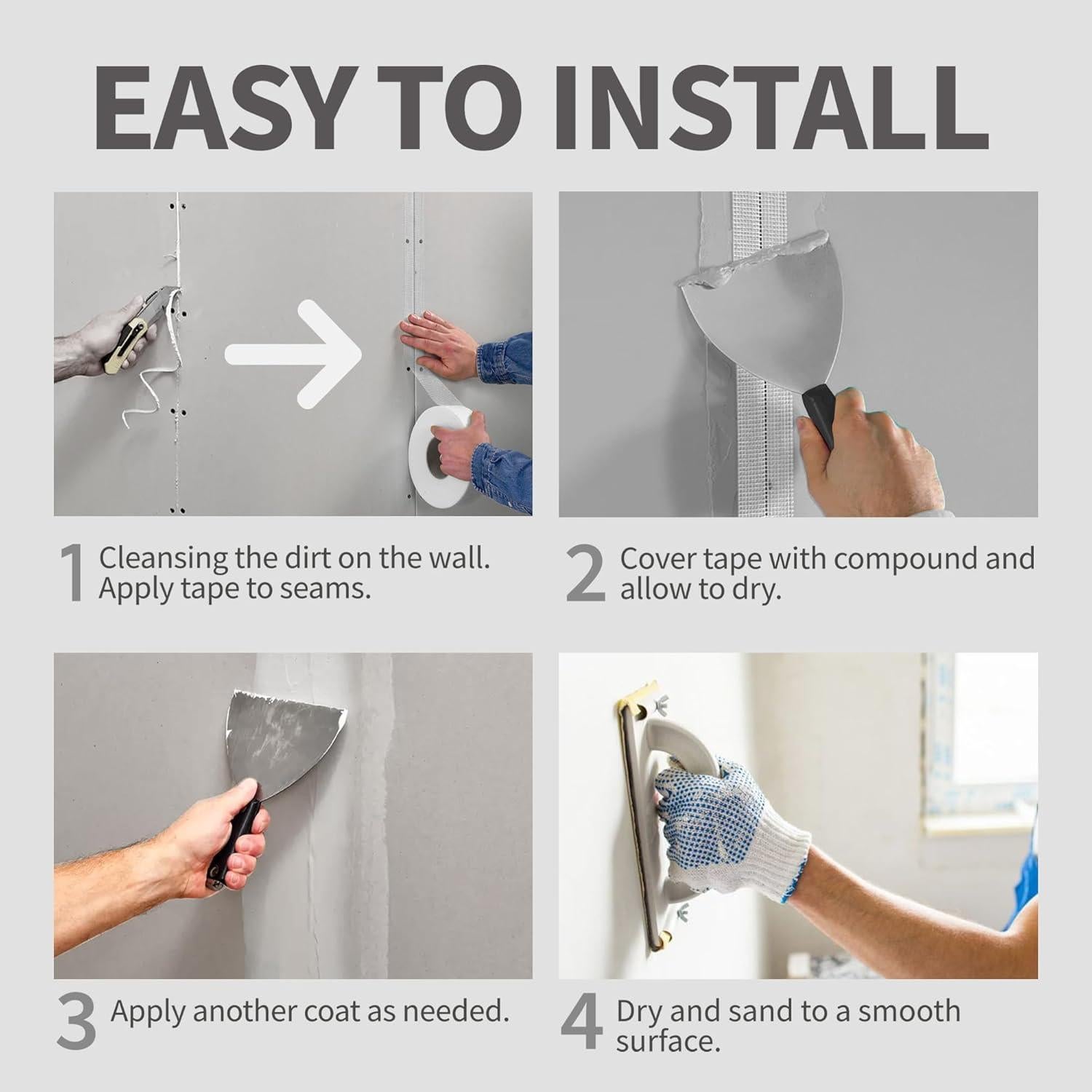 Cinta de Juntas de Drywall Etossan 5.08 cm x 45.72 m Autoadhesiva