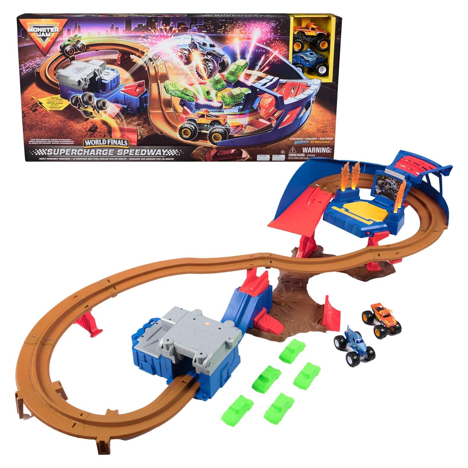 Set de Juego Monster Jam Supercharge Speedway con 2 Camiones
