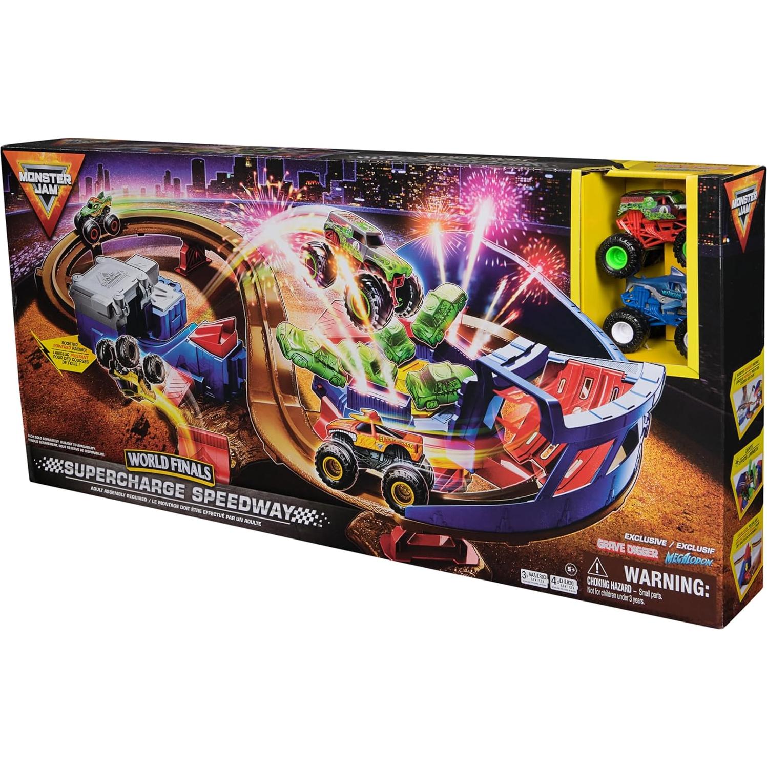 Set de Juego Monster Jam Supercharge Speedway con 2 Camiones