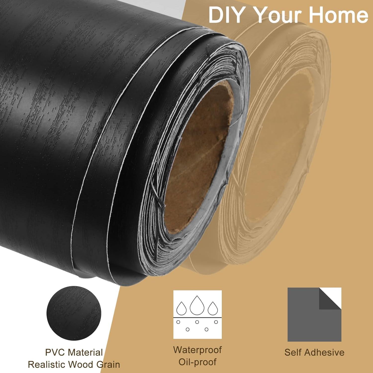 Cinta de Grano de Madera uxcell 10m x 10cm Negra Autoadhesiva