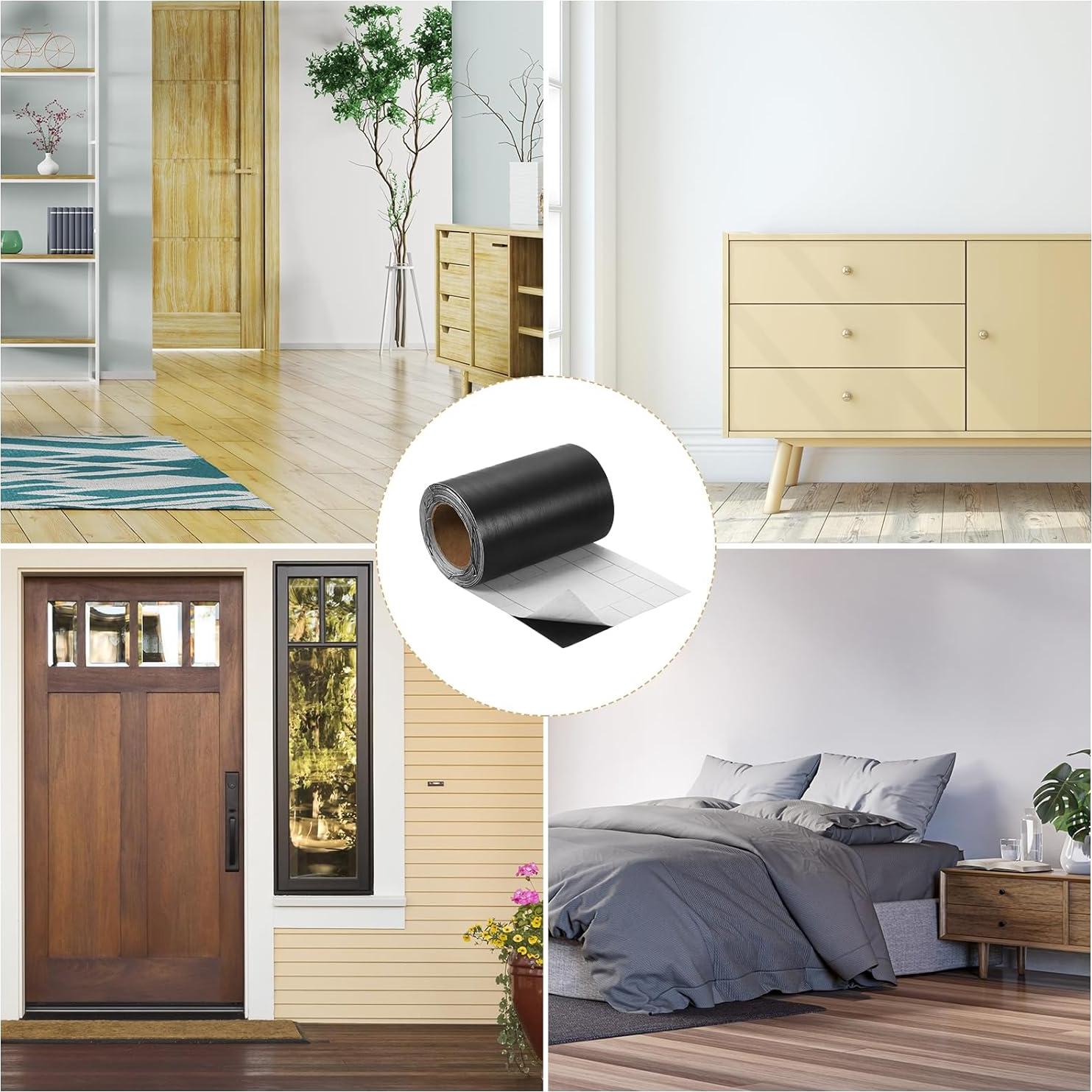 Cinta de Grano de Madera uxcell 10m x 10cm Negra Autoadhesiva