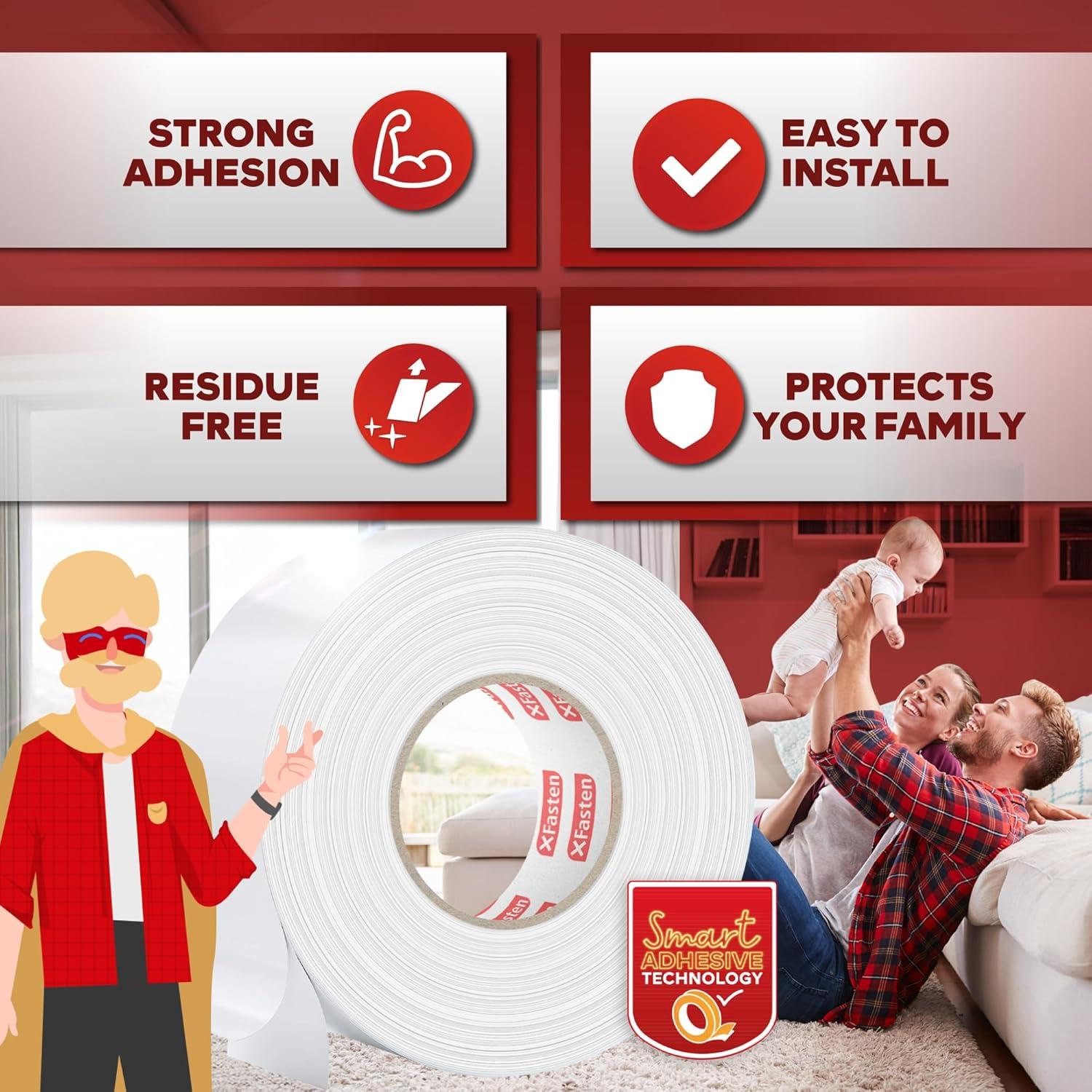 Cinta de Alfombra Doble Cara XFasten 5 cm x 27.4 m Sin Residuos