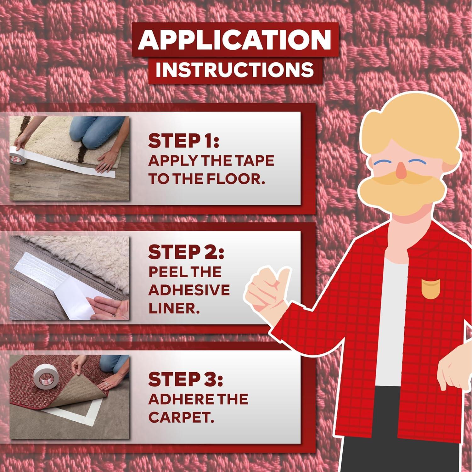 Cinta de Alfombra Doble Cara XFasten 5 cm x 27.4 m Sin Residuos