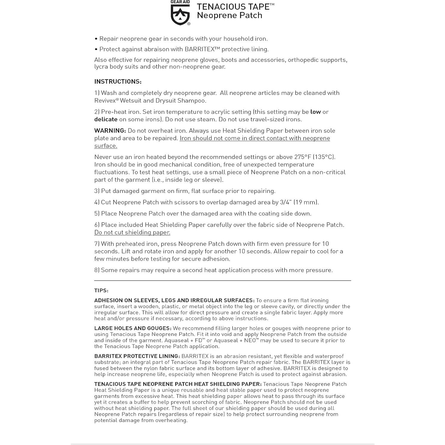 Kit de Reparación Neopreno GEAR AID 25x15 cm Autoadhesivo