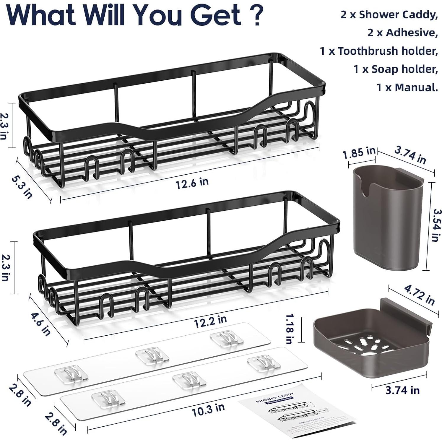 Organizador de Ducha NESOMI con 2 Estantes y 16 Ganchos