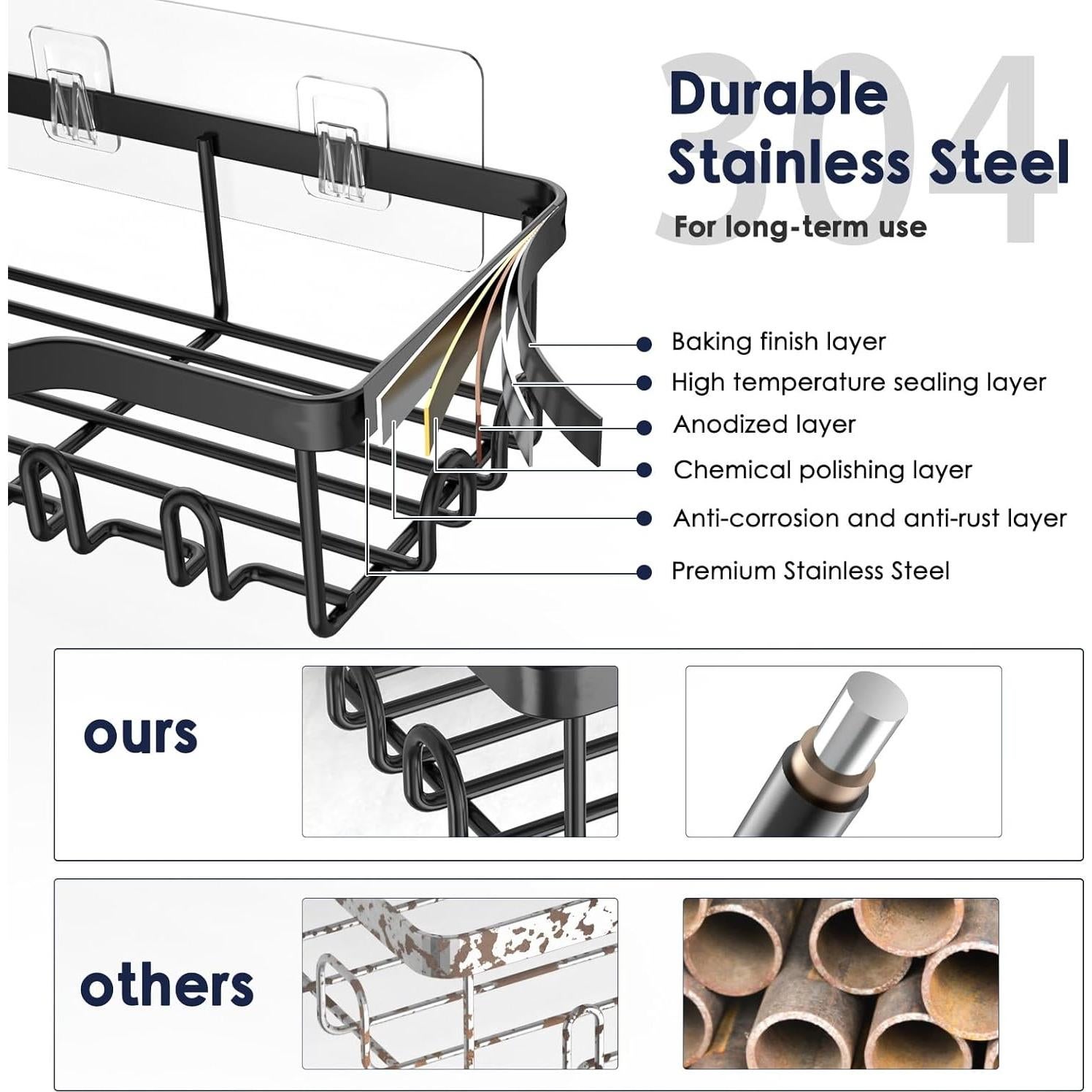 Organizador de Ducha NESOMI con 2 Estantes y 16 Ganchos