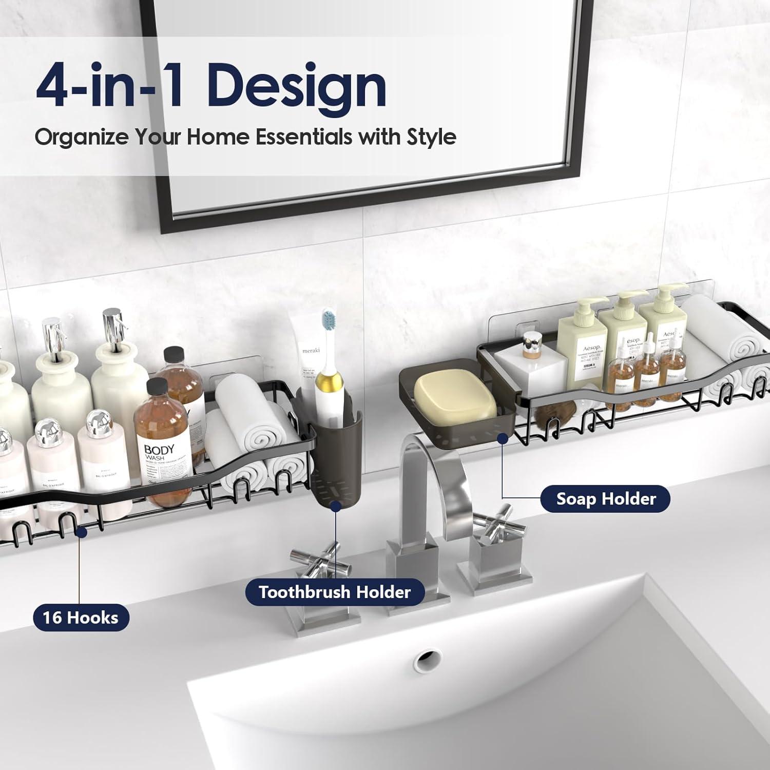 Organizador de Ducha NESOMI con 2 Estantes y 16 Ganchos