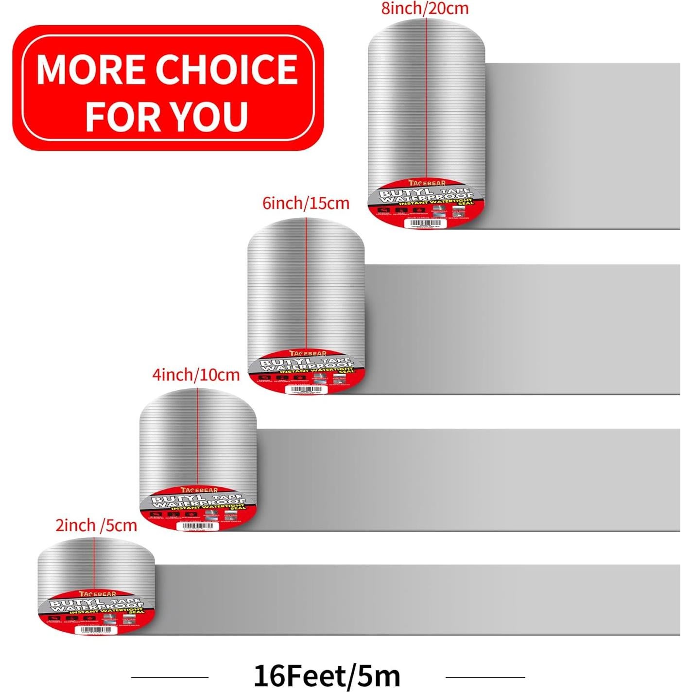 Cinta Butílica Impermeable TAPEBEAR 5 cm x 5 m Alta Resistencia