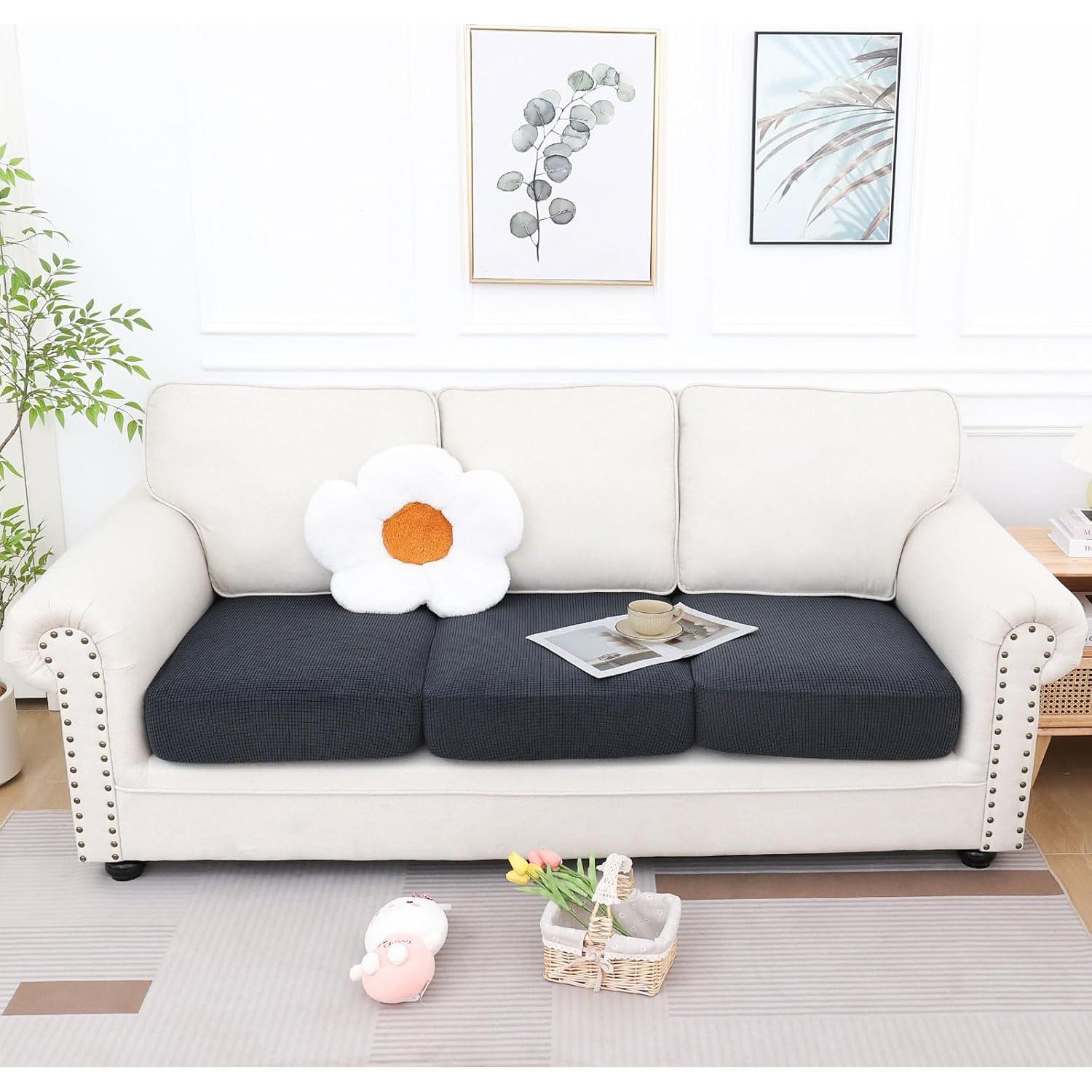 Fundas de cojín impermeables Smiry 3 paquetes gris elástico