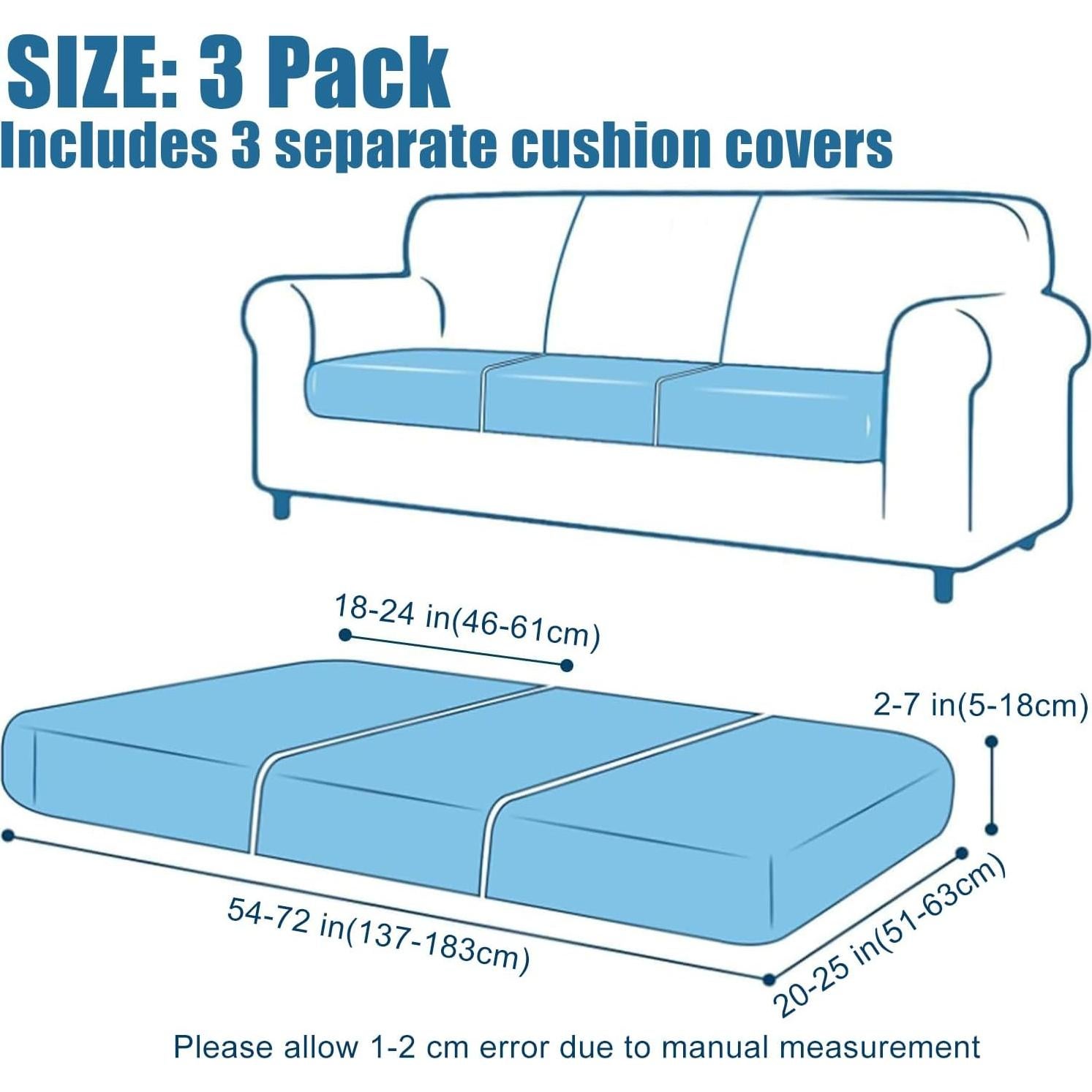 Fundas de cojín impermeables Smiry 3 paquetes gris elástico