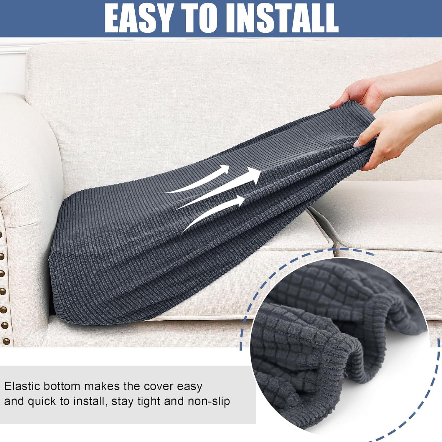 Fundas de cojín impermeables Smiry 3 paquetes gris elástico