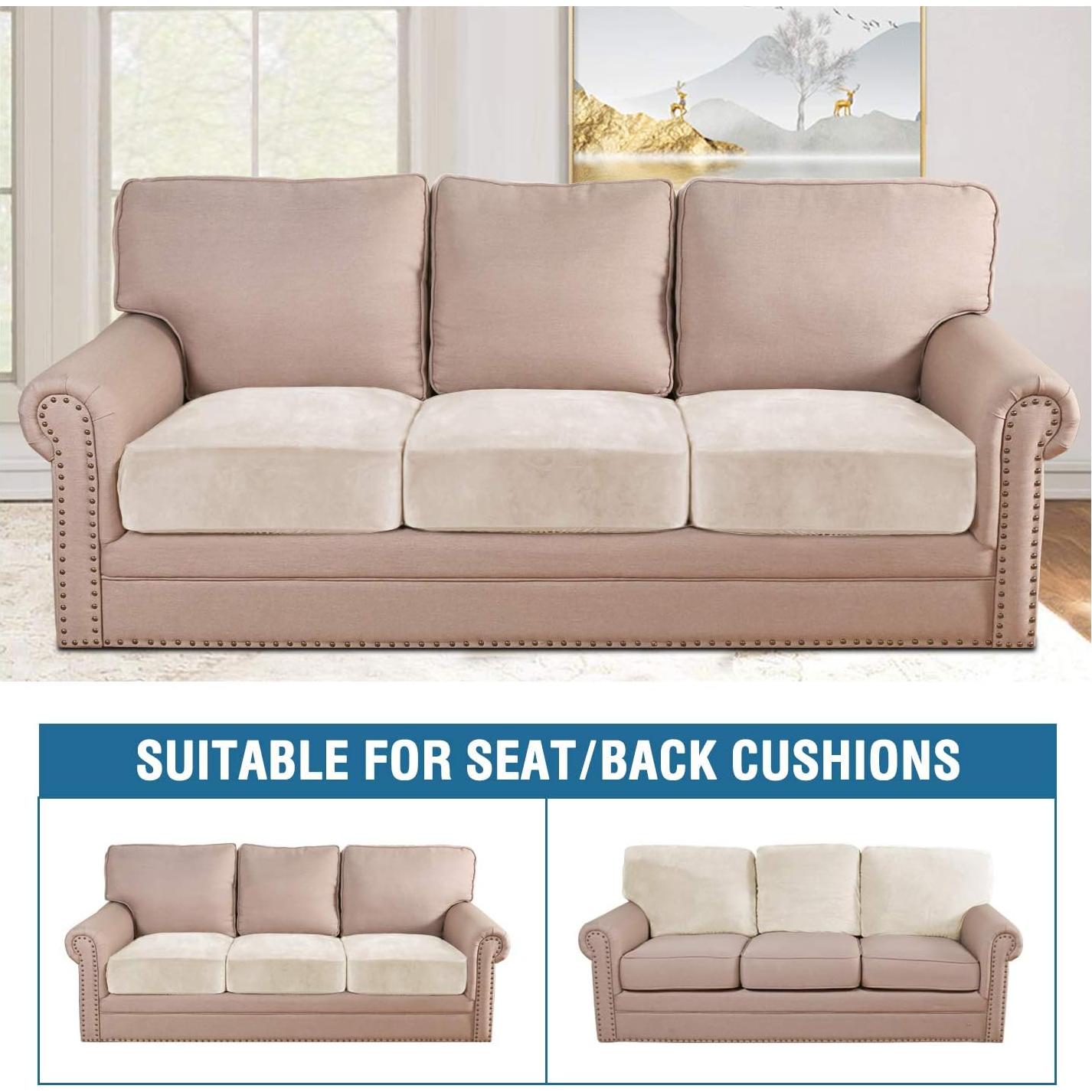 Funda de Cojín de Sofá H.VERSAILTEX Terciopelo Marfil 3 Pzas