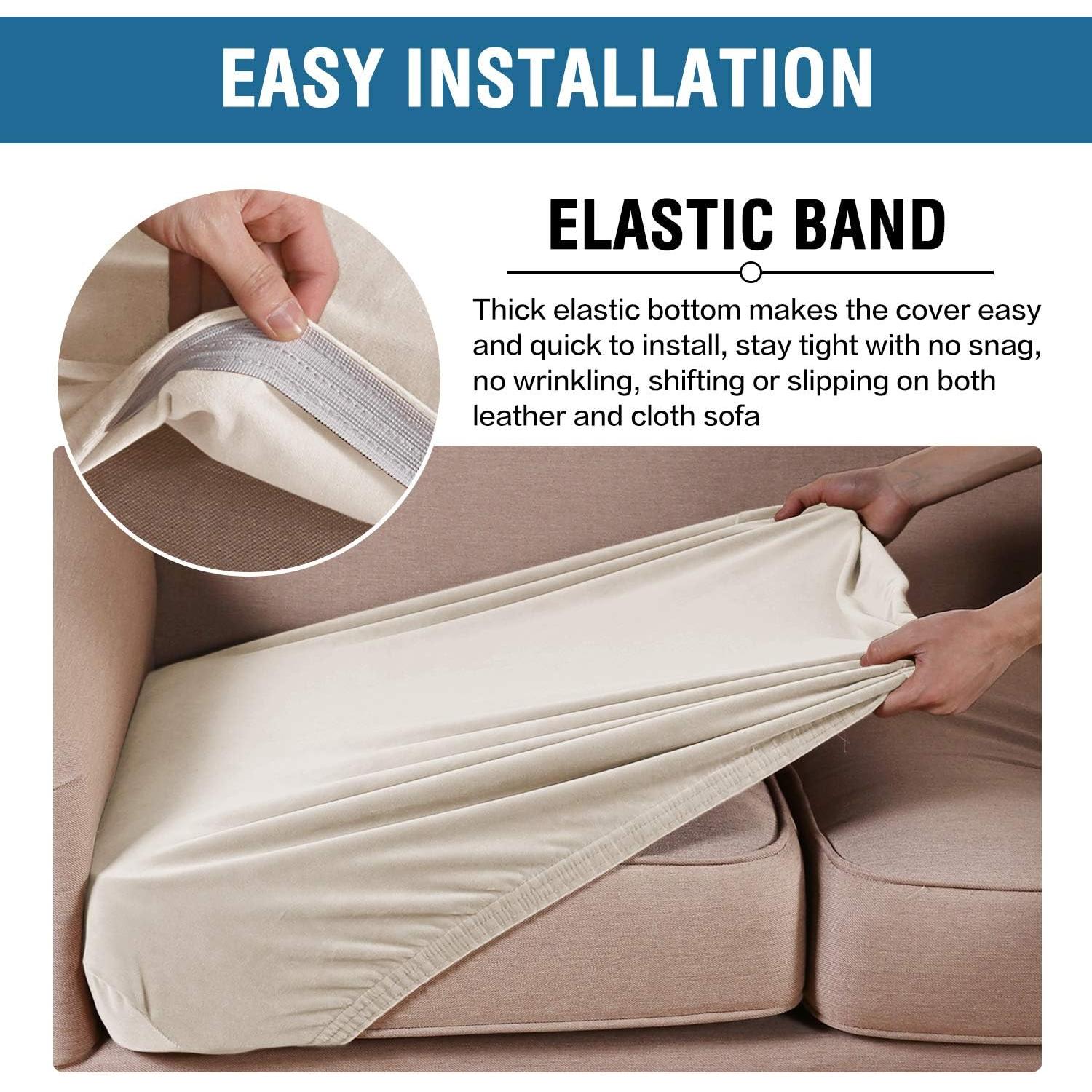 Funda de Cojín de Sofá H.VERSAILTEX Terciopelo Marfil 3 Pzas