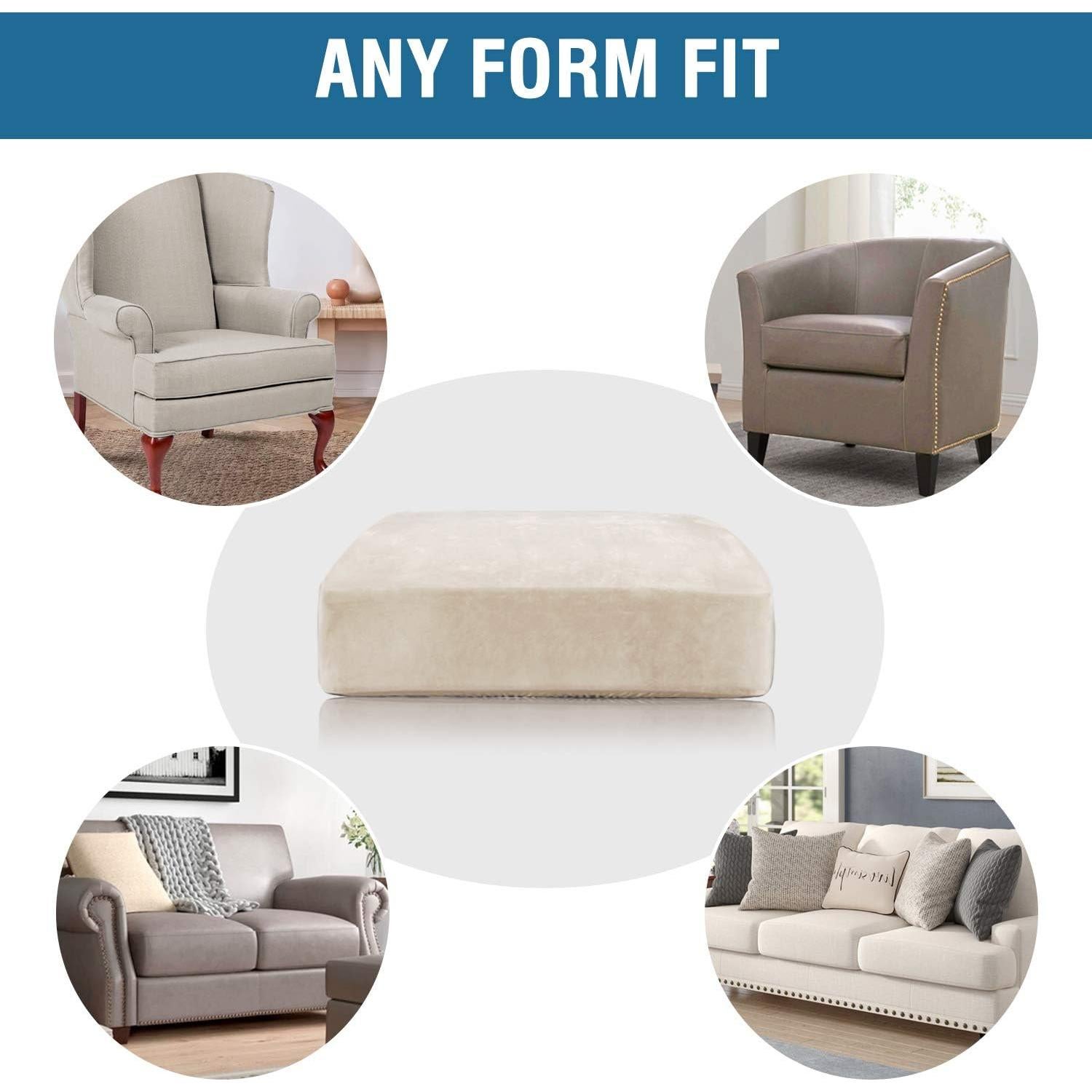 Funda de Cojín de Sofá H.VERSAILTEX Terciopelo Marfil 3 Pzas