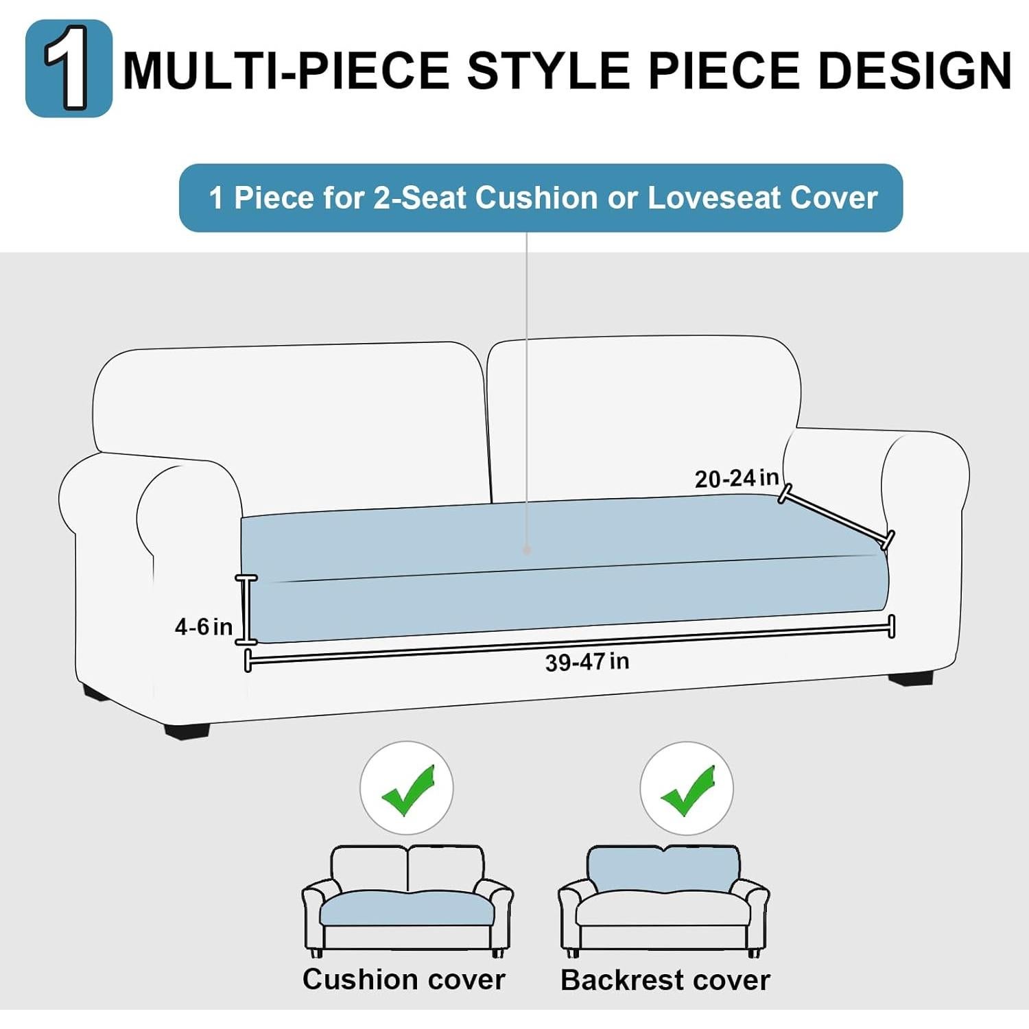 Funda de sofá impermeable NAISI para loveseat gris