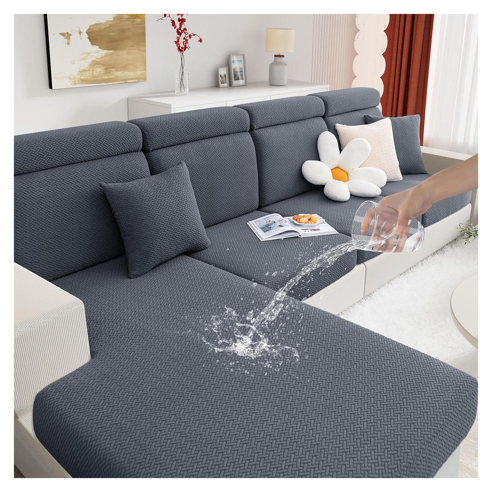 Fundas de Cojín de Sofá Impermeables Hyha 3 Paquetes Gris