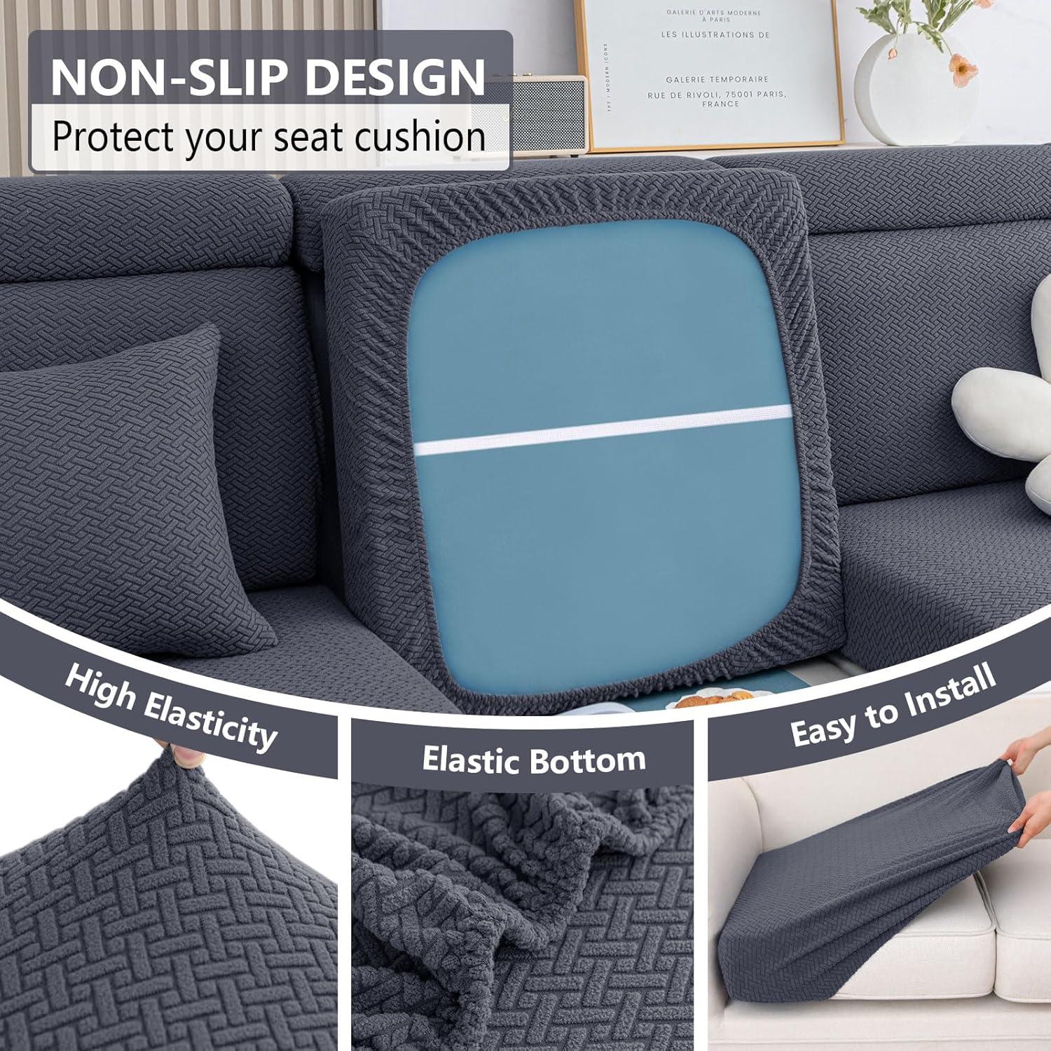 Fundas de Cojín de Sofá Impermeables Hyha 3 Paquetes Gris