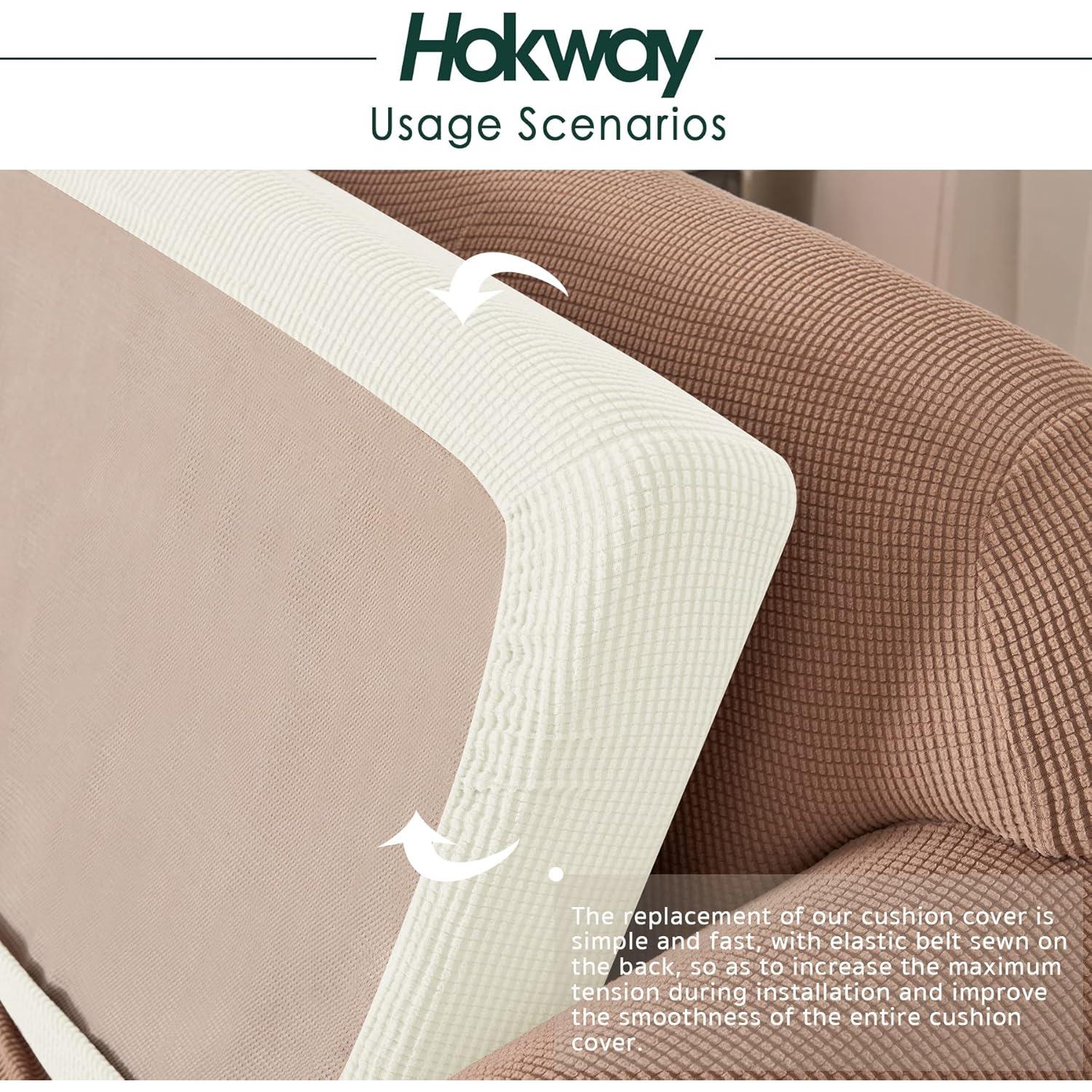 Funda de Cojín de Sofá Hokway Elástica Mediana Blanco Crema