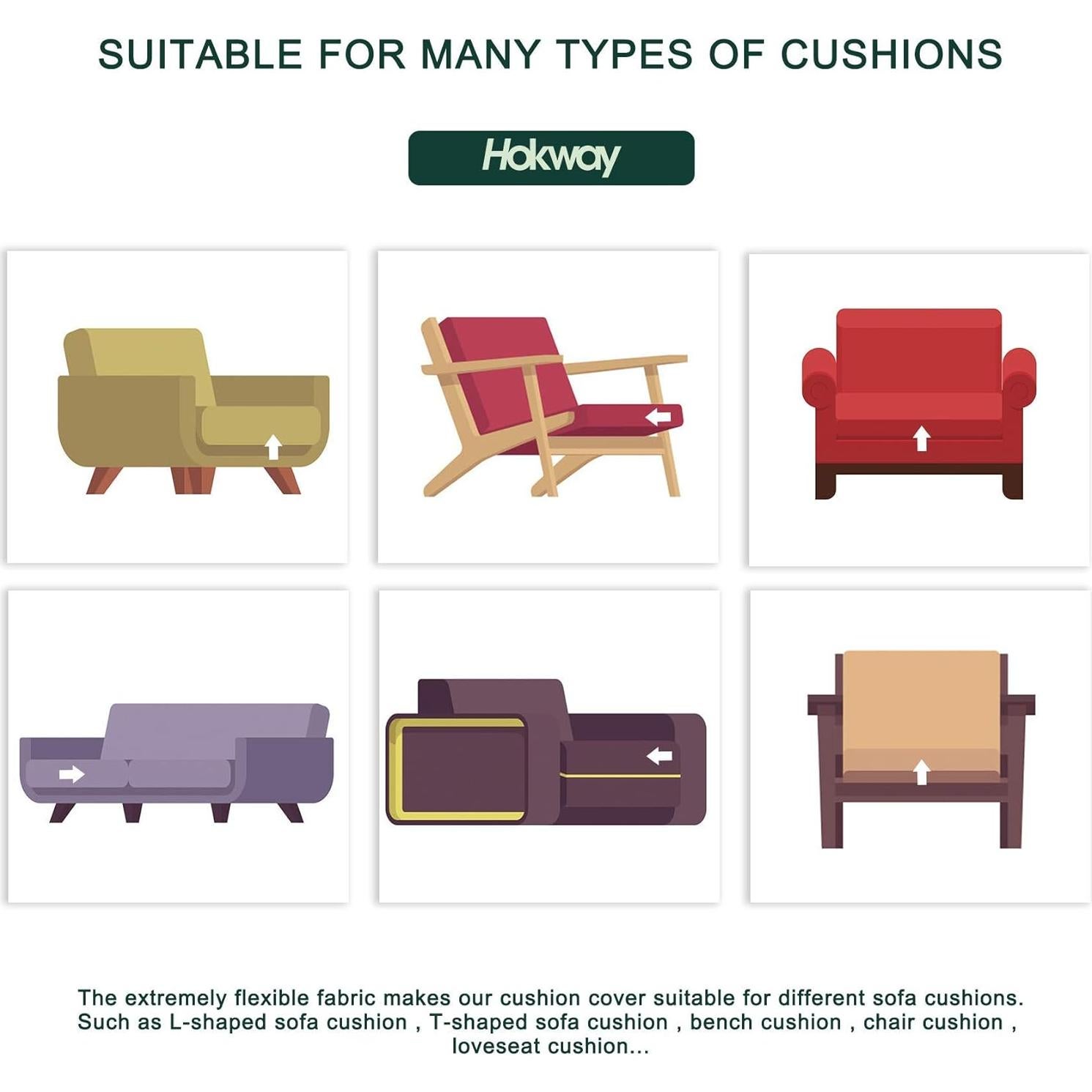 Funda de Cojín de Sofá Hokway Elástica Mediana Blanco Crema