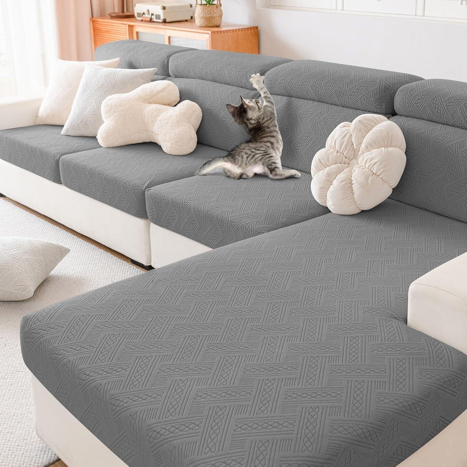 Fundas de Cojín de Sofá Impermeables Hyha 3 Paquetes Gris