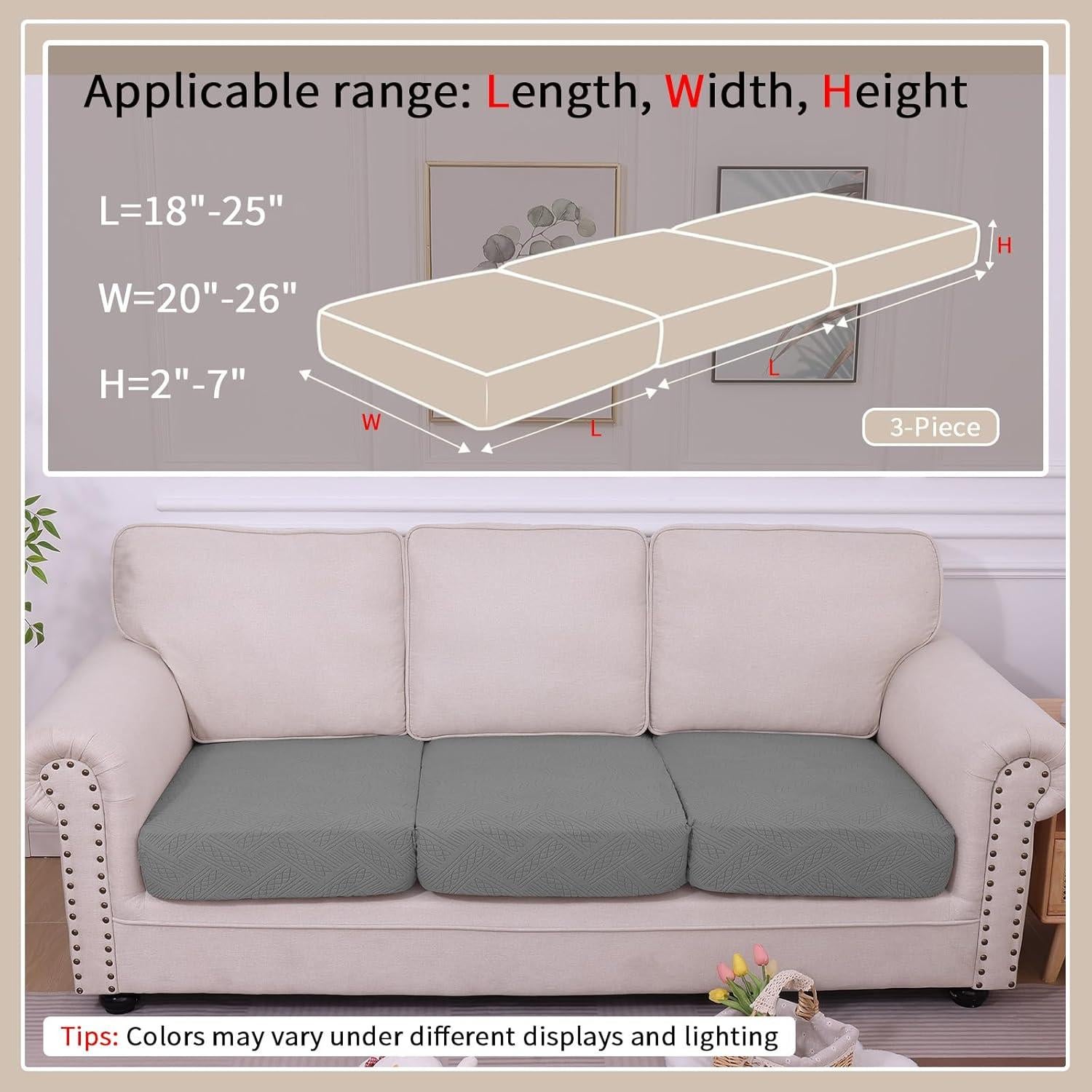 Fundas de Cojín de Sofá Impermeables Hyha 3 Paquetes Gris