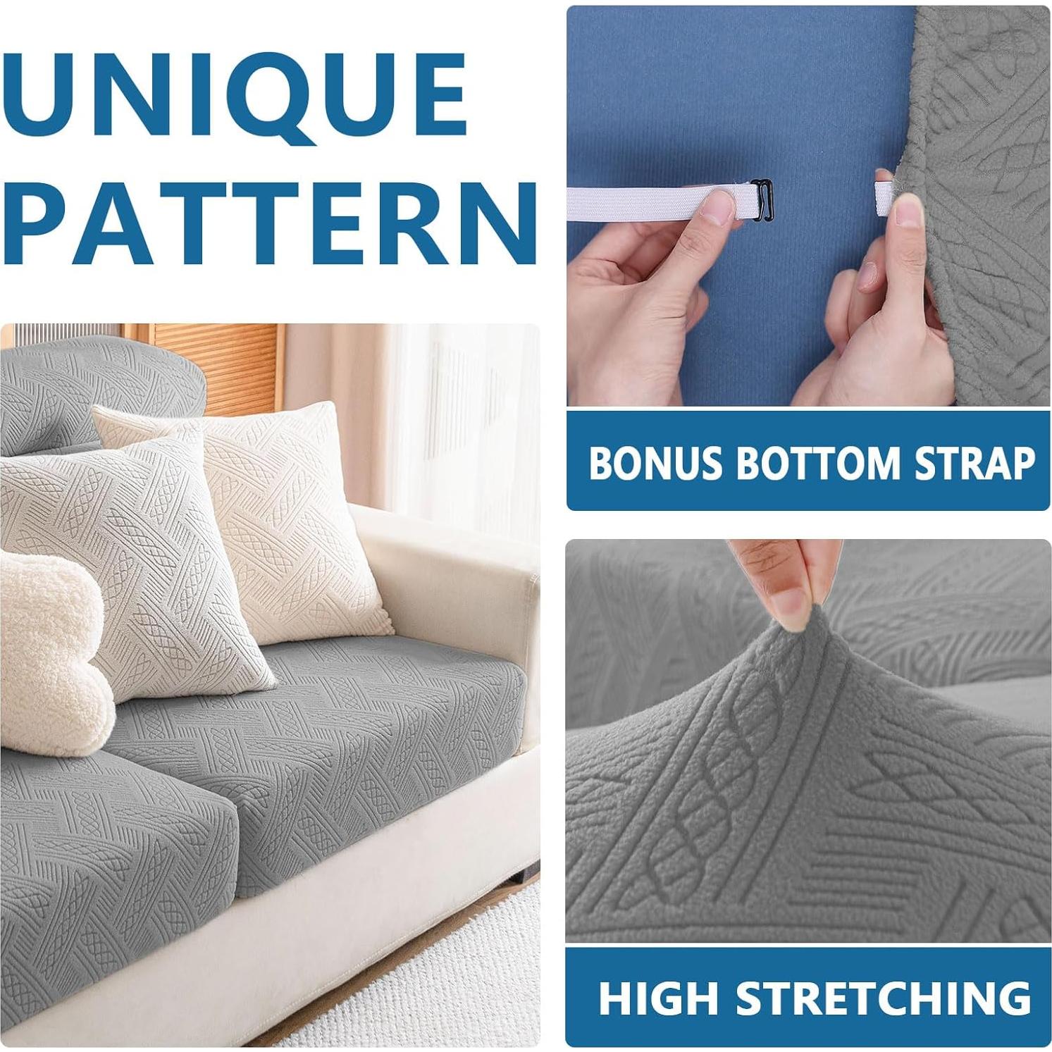 Fundas de Cojín de Sofá Impermeables Hyha 3 Paquetes Gris